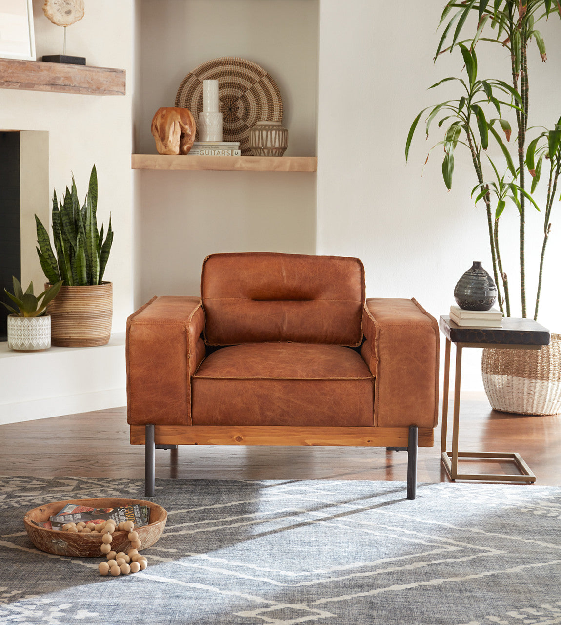 Loft Industrial Cocoa Leather Club Chair 42" 