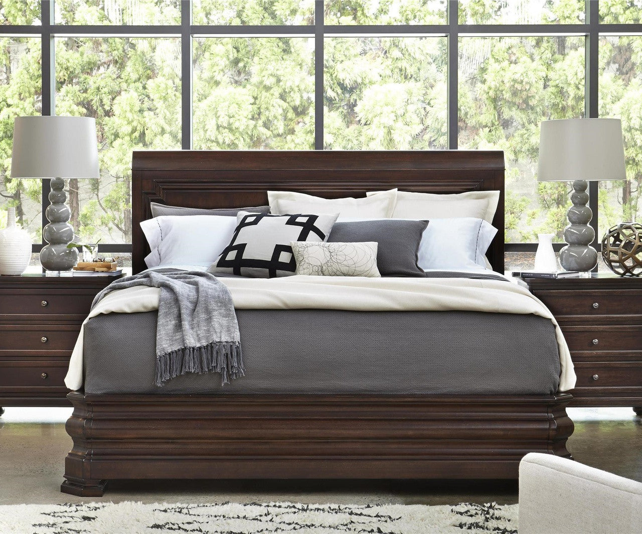 Proximity Cherry Wood Queen Size Sleigh Bed Frame