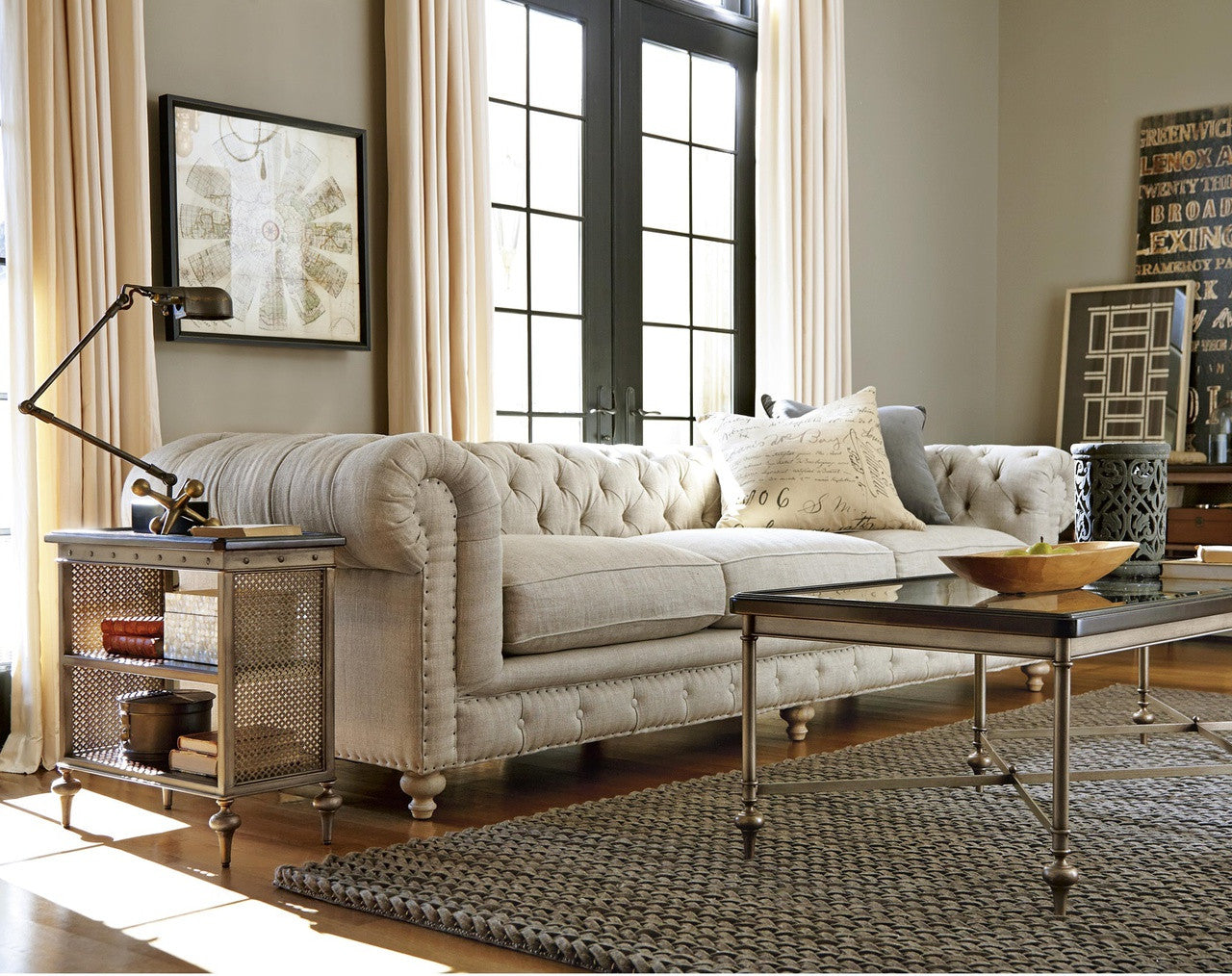 Proximity Industrial Bronze Metal End Table with Mesh Panels