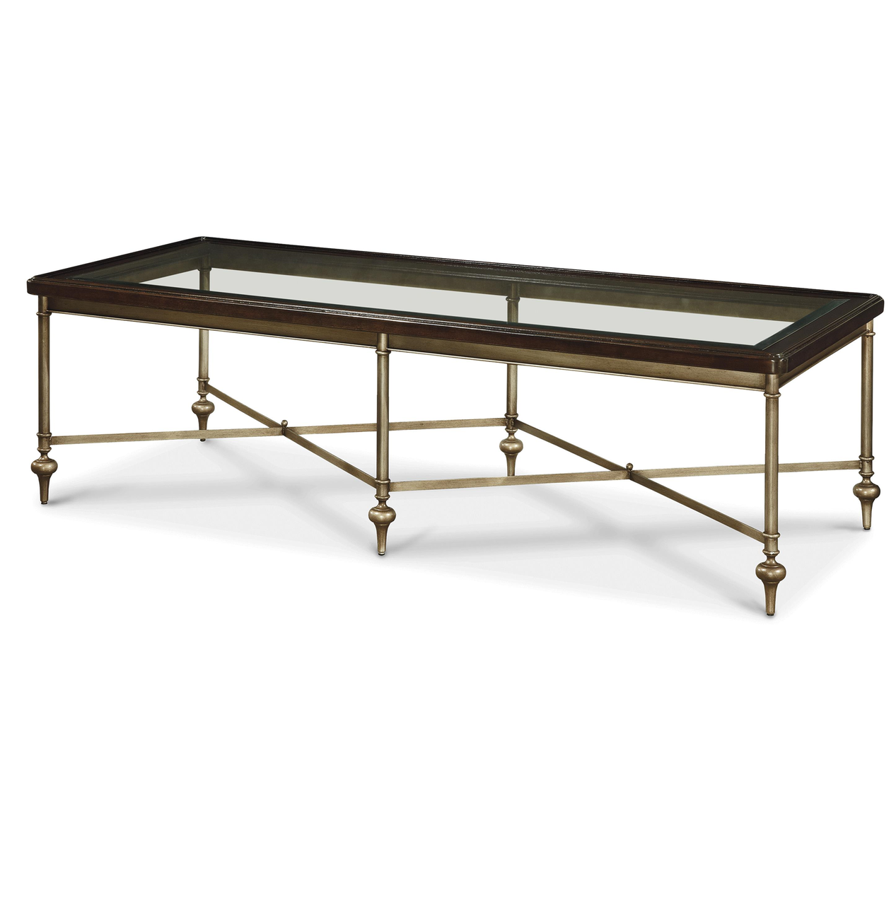Proximity Industrial Bronze Metal and Glass Cocktail Table