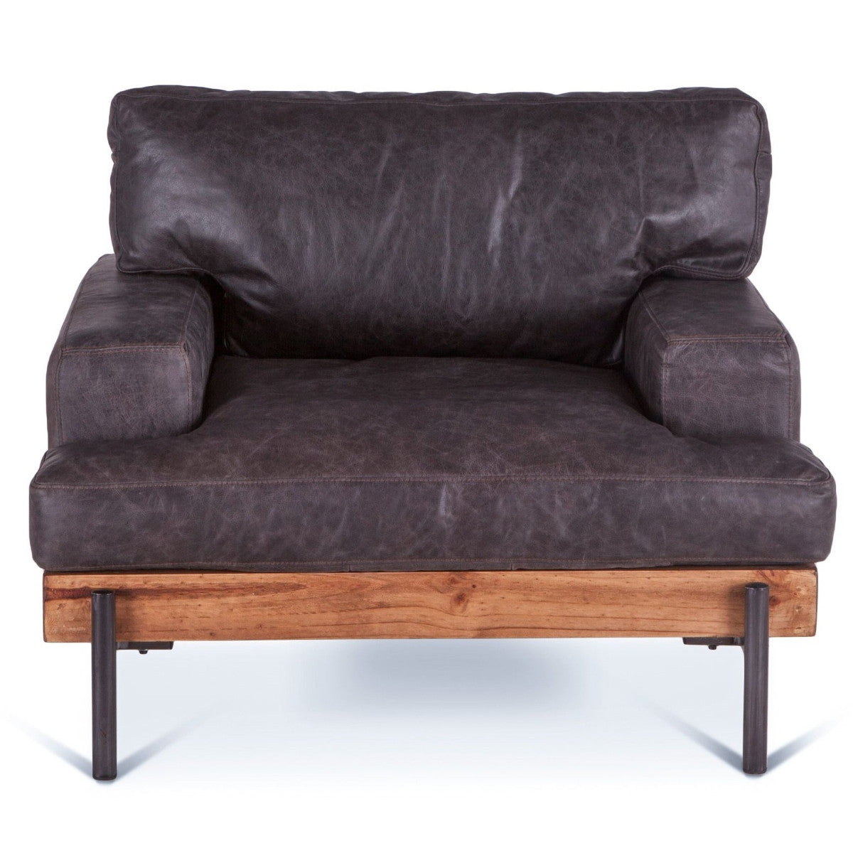 Loft Retro Industrial Black Leather Club Chair 41"