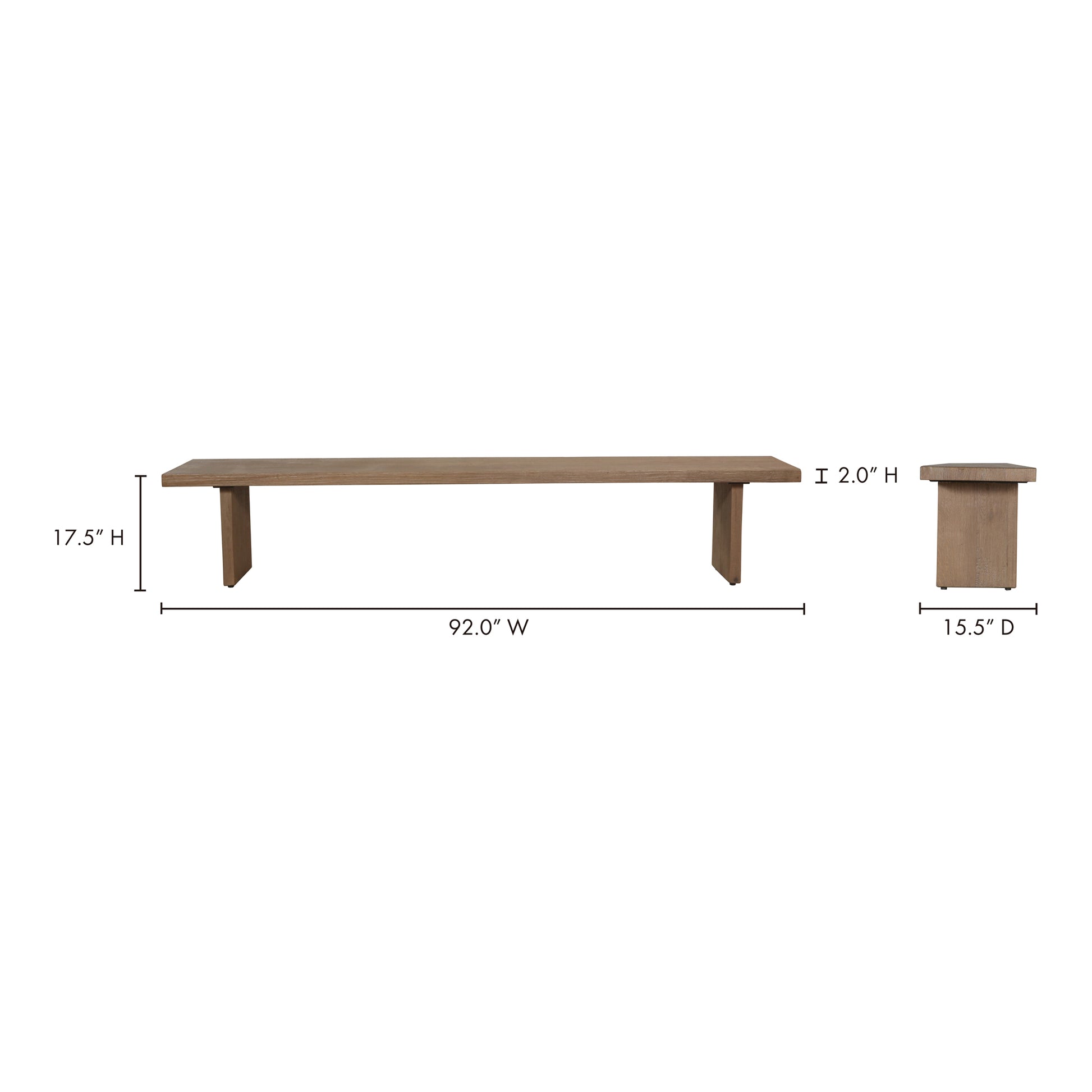 Koshi Bench Sandblasted Amber Oak by Moe's Home Collection - view 7