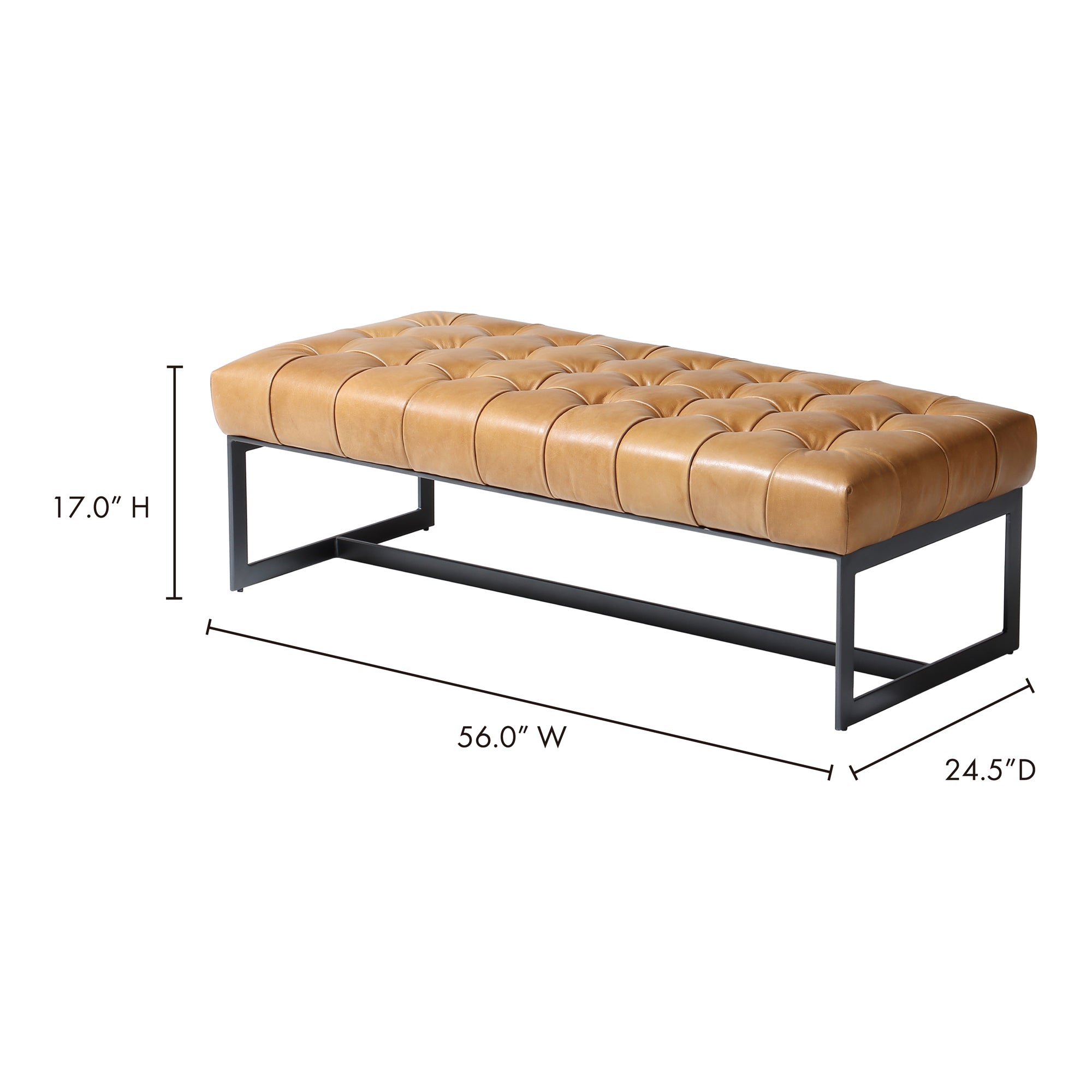 Wyatt Leather Bench Tan by Moe's Home Collection - view 8
