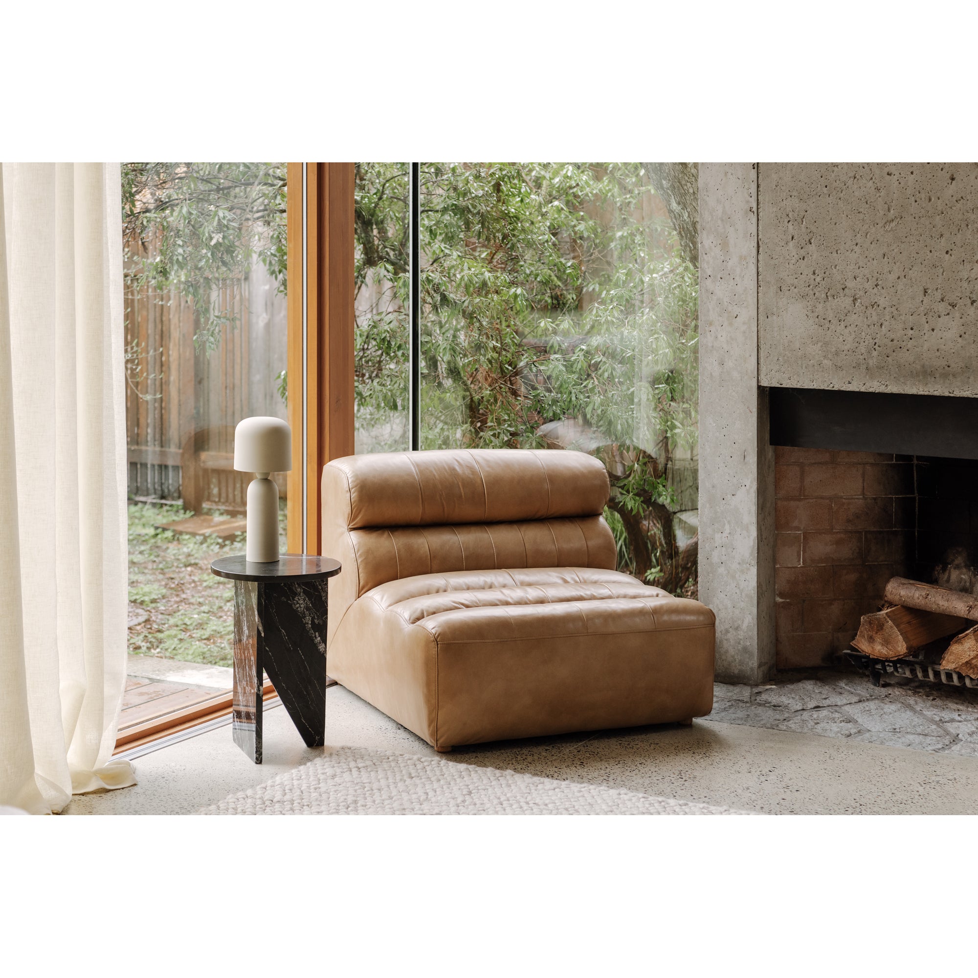 Ramsay Leather Slipper Chair Tan by Moe's Home Collection - view 6