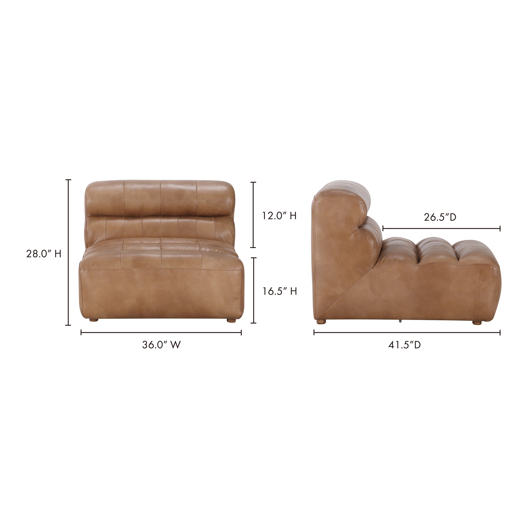 Ramsay Leather Slipper Chair Tan by Moe's Home Collection - view 10