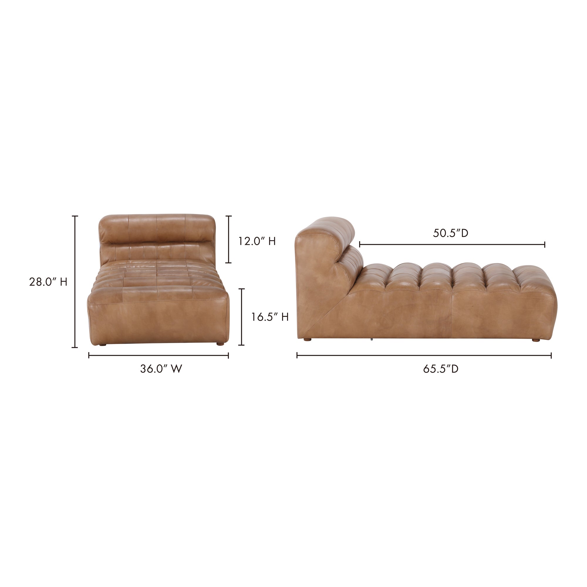 Ramsay Leather Chaise Tan by Moe's Home Collection - view 7