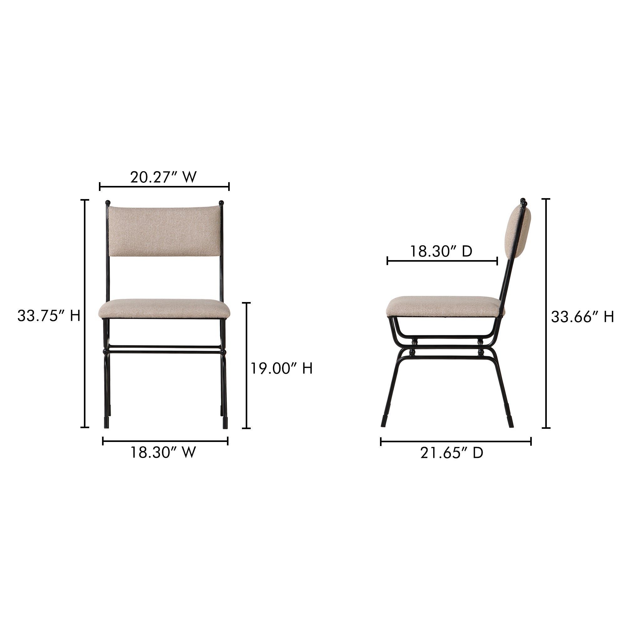 Posta Dining Chair Beige by Moe's Home Collection - view 5