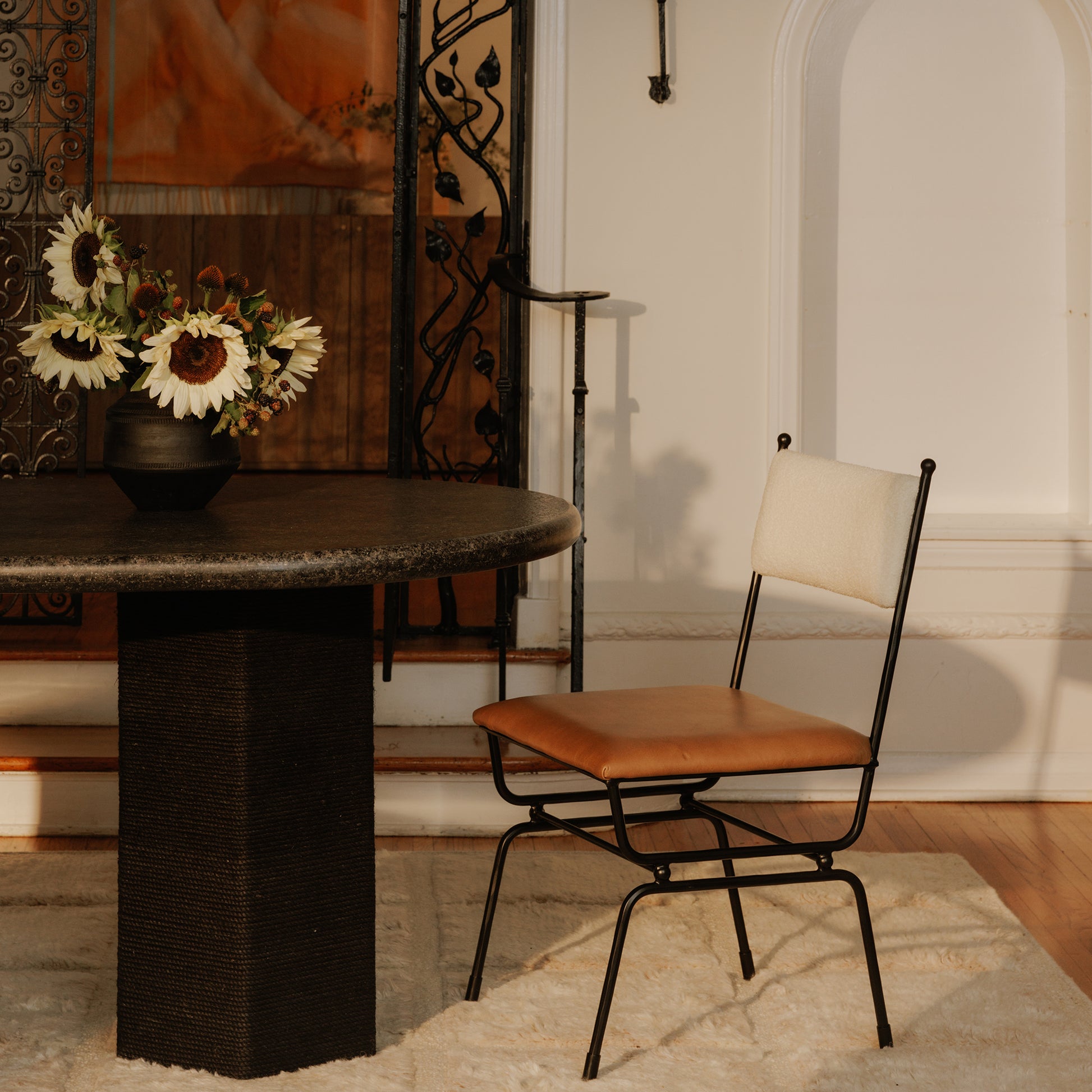 Posta Dining Chair Brown Leather by Moe's Home Collection - view 2