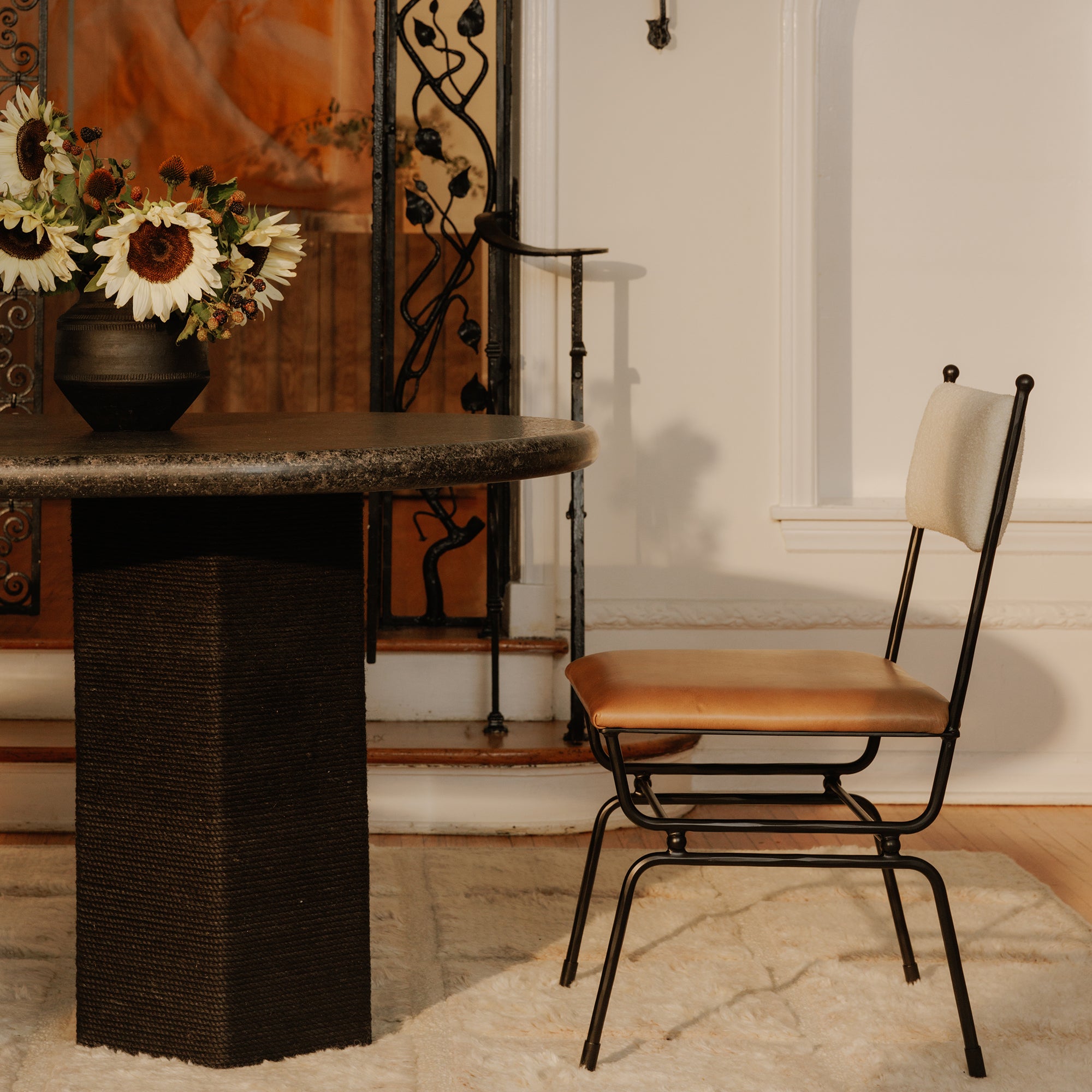 Posta Dining Chair Brown Leather by Moe's Home Collection - view 3