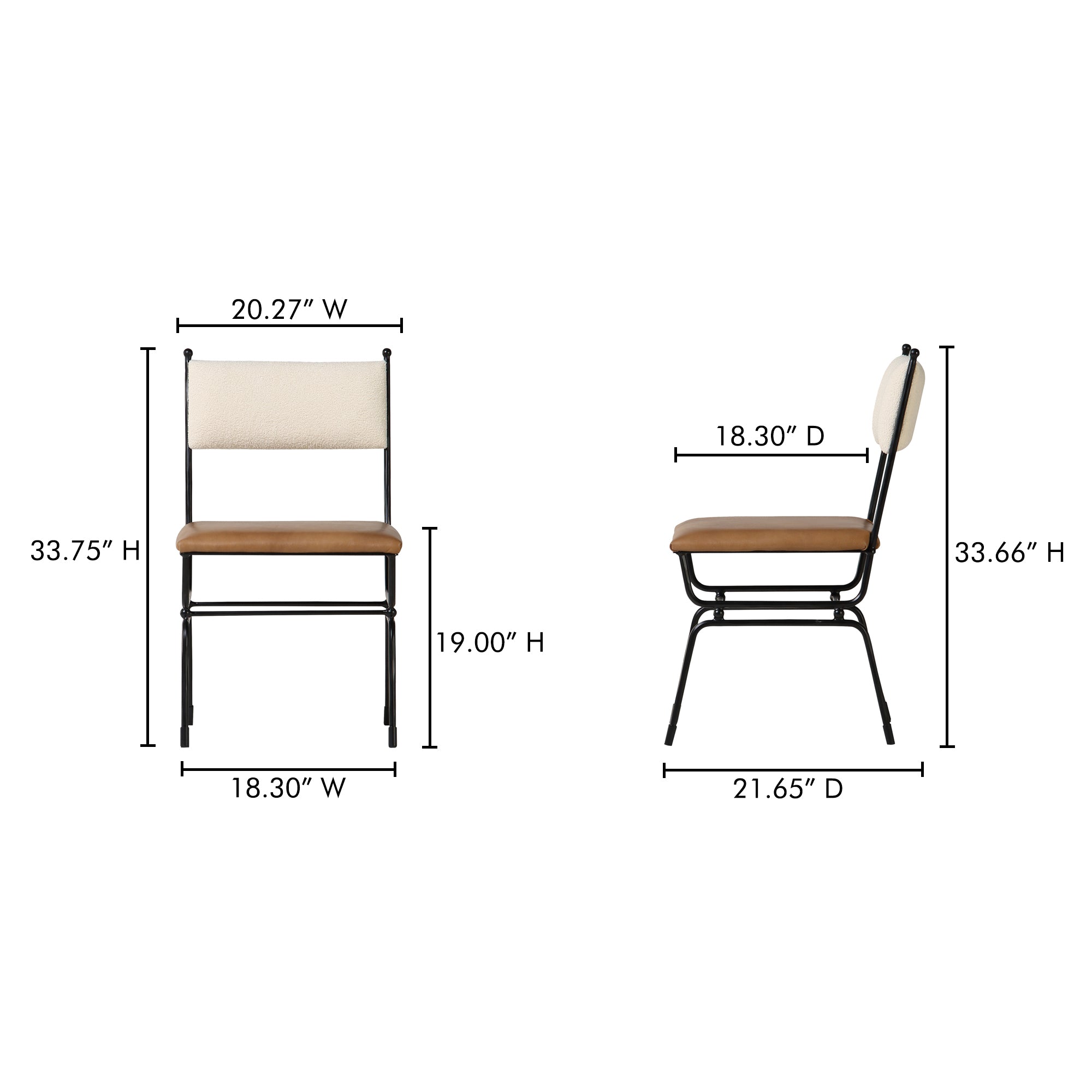 Posta Dining Chair Brown Leather by Moe's Home Collection - view 5