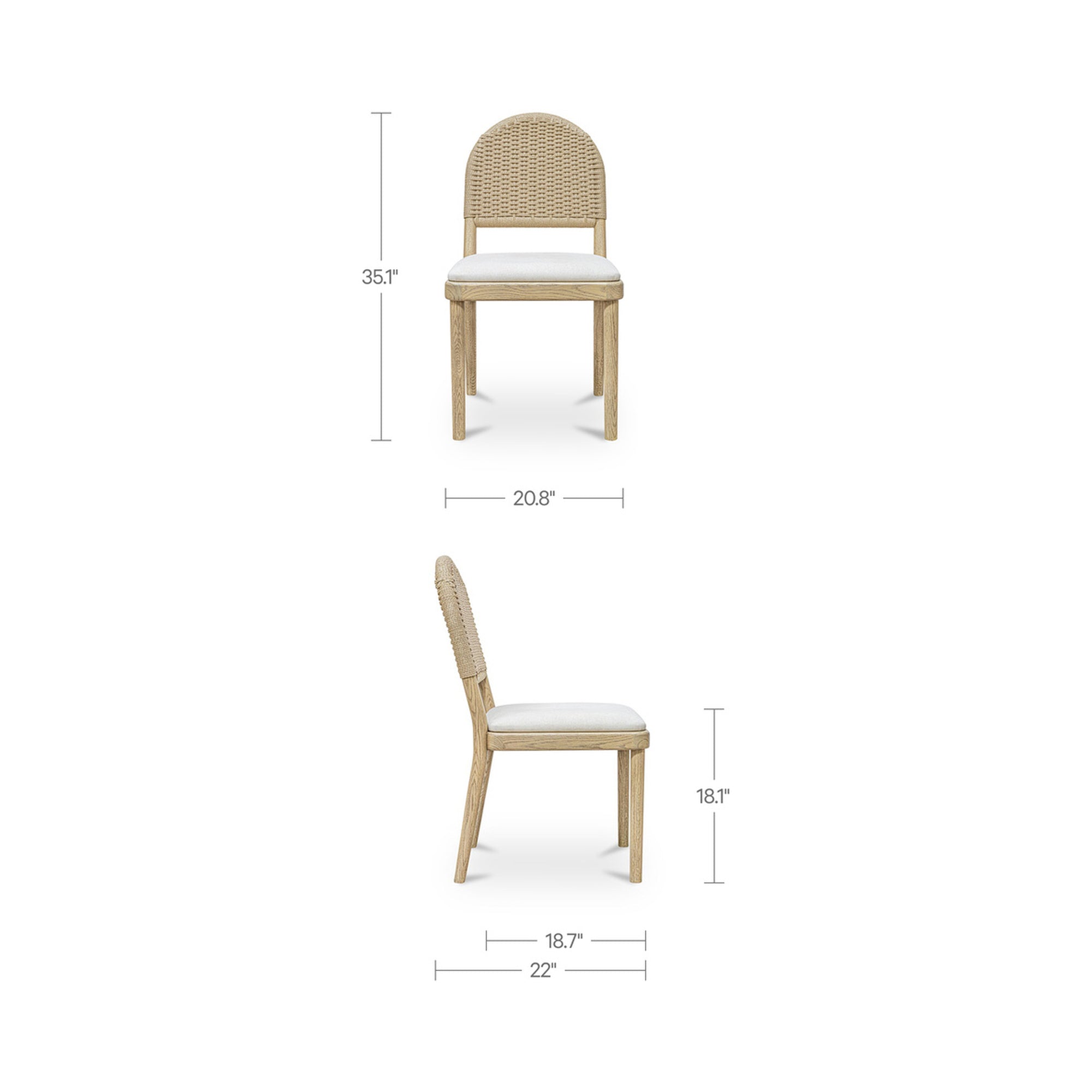Claire Dining Chair Natural-Set of Two by Moe's Home Collection - view 3