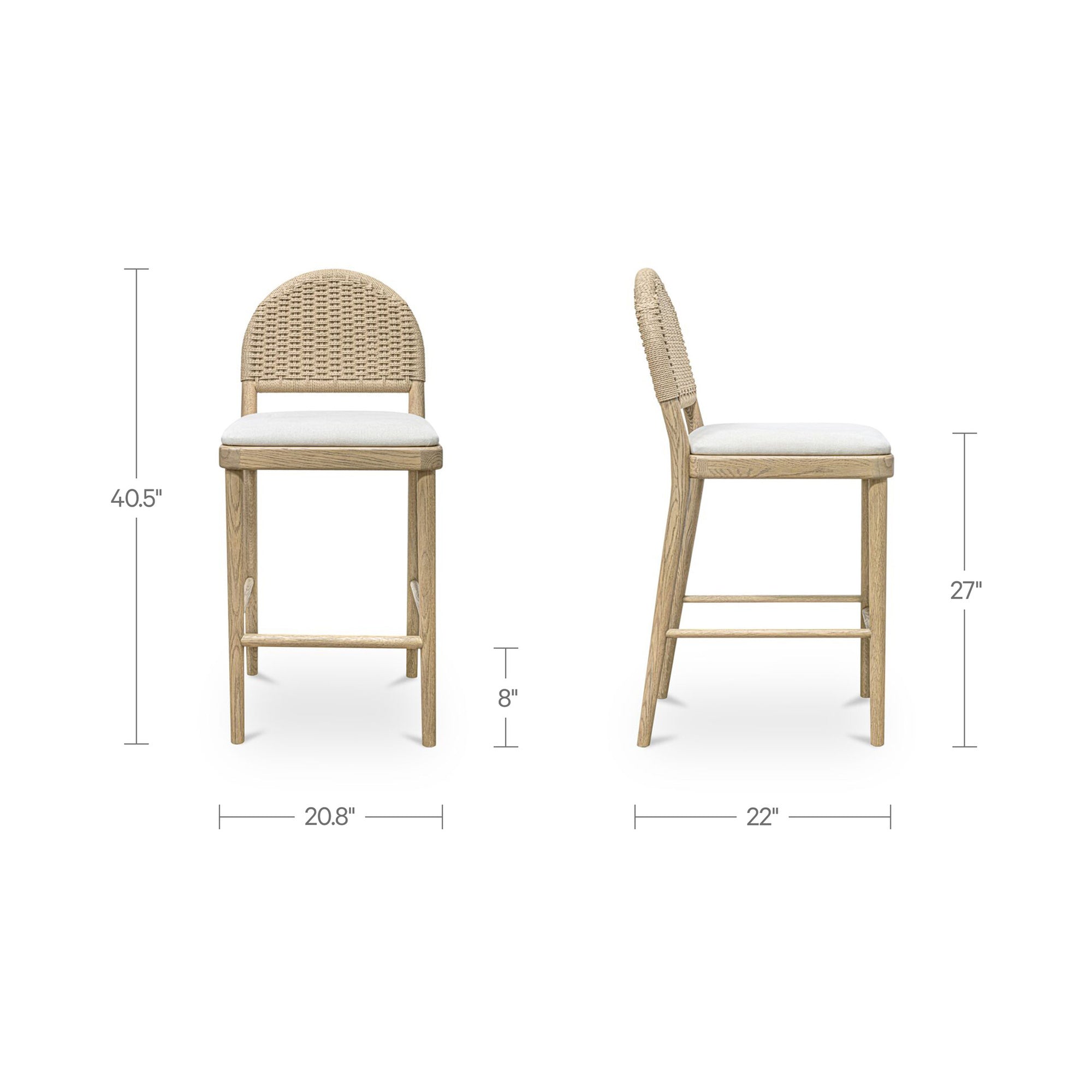 Claire Counter Stool Natural by Moe's Home Collection - view 3