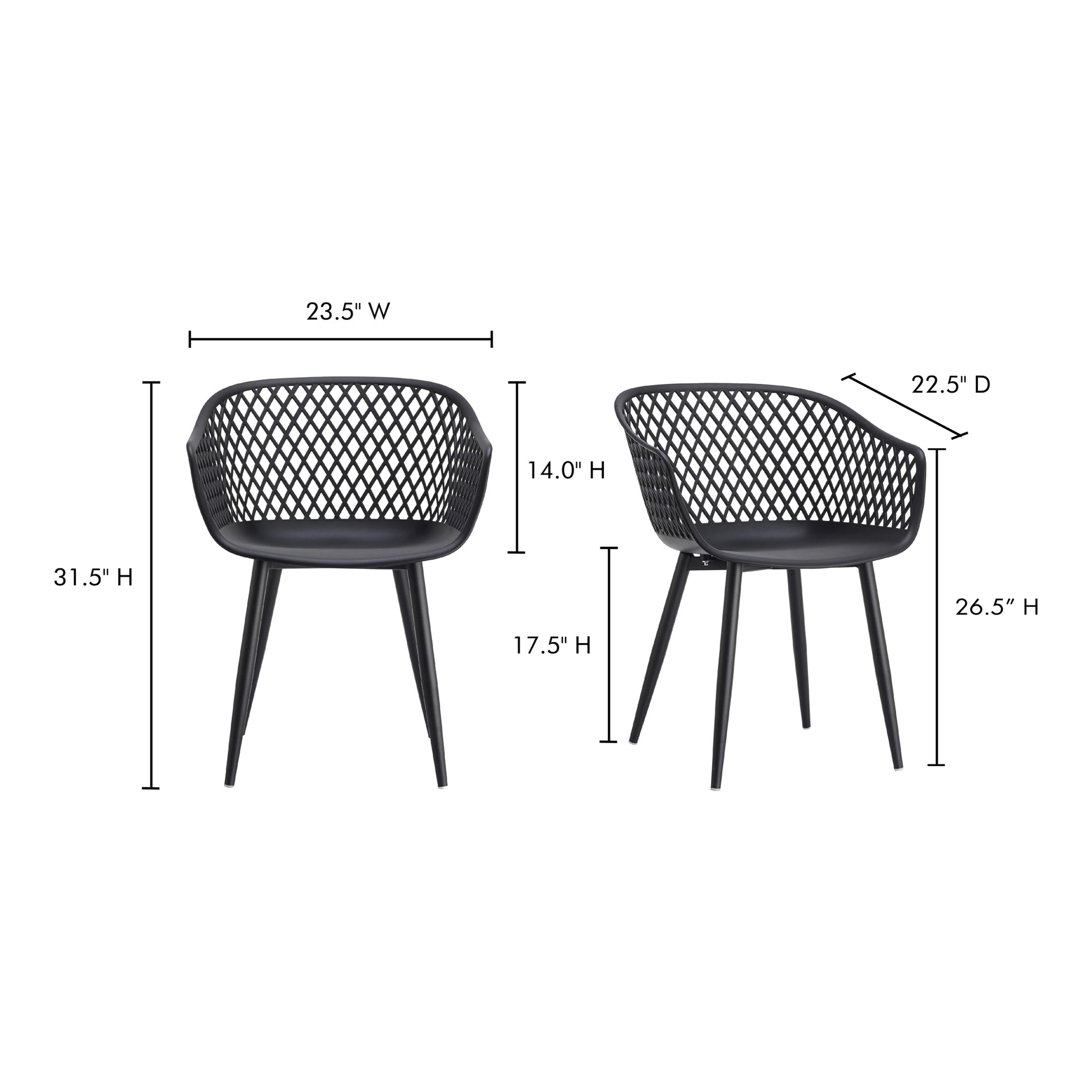 Piazza Outdoor Chair Black - Set Of Two by Moe's Home Collection - view 9