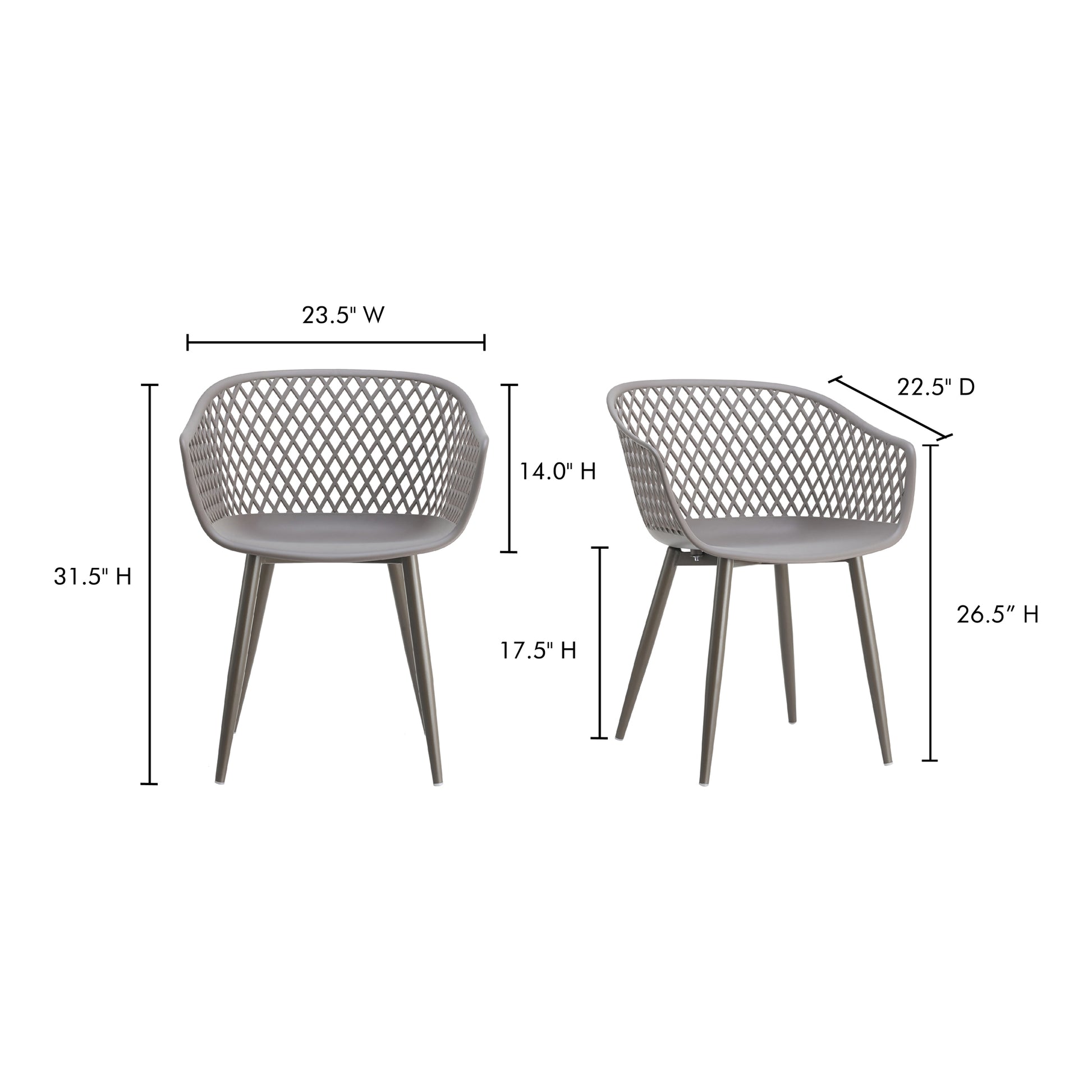 Piazza Outdoor Chair Grey - Set Of Two by Moe's Home Collection - view 9