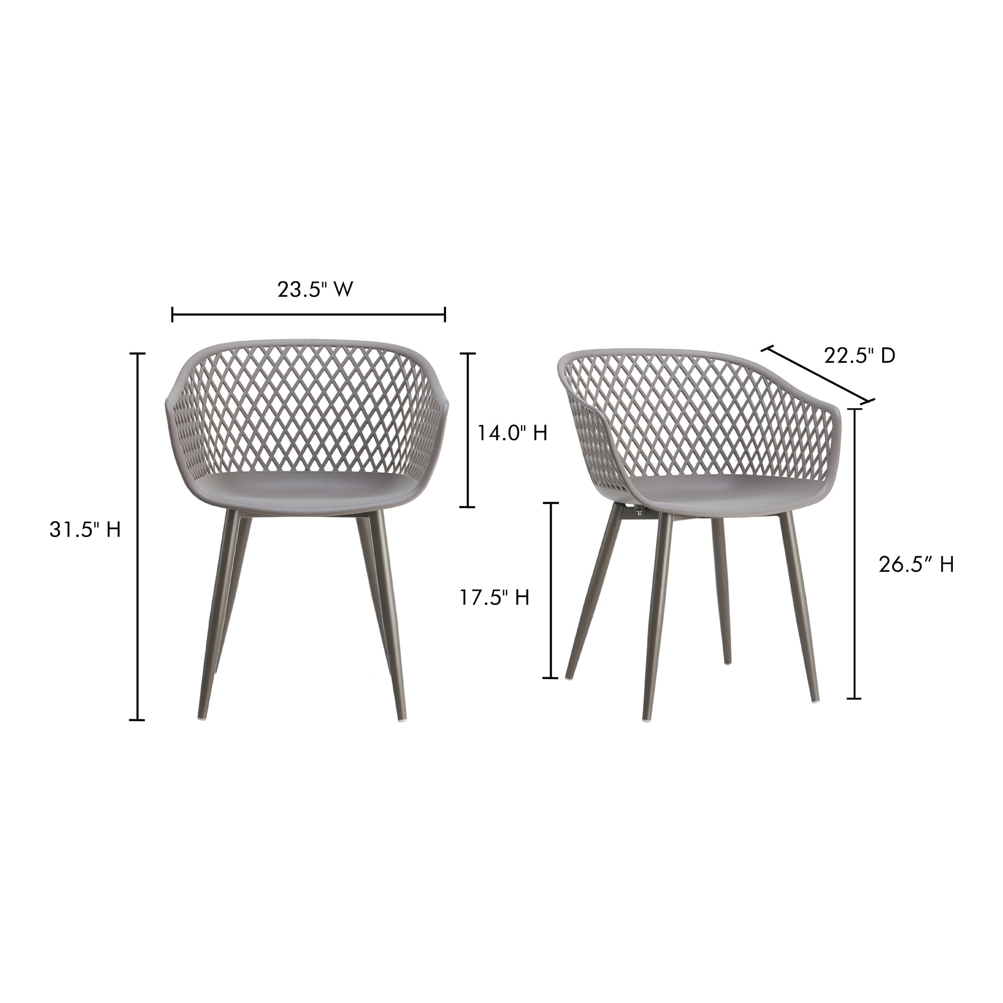 Piazza Outdoor Chair Grey - Set Of Two by Moe's Home Collection - view 9