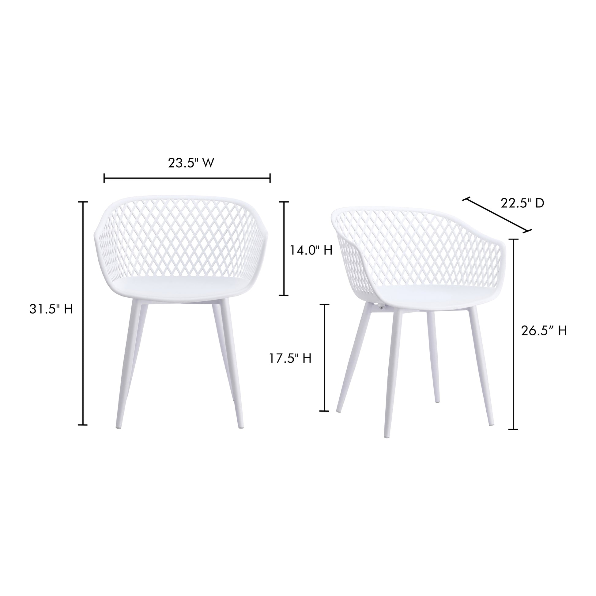Piazza Outdoor Chair White - Set Of Two by Moe's Home Collection - view 4