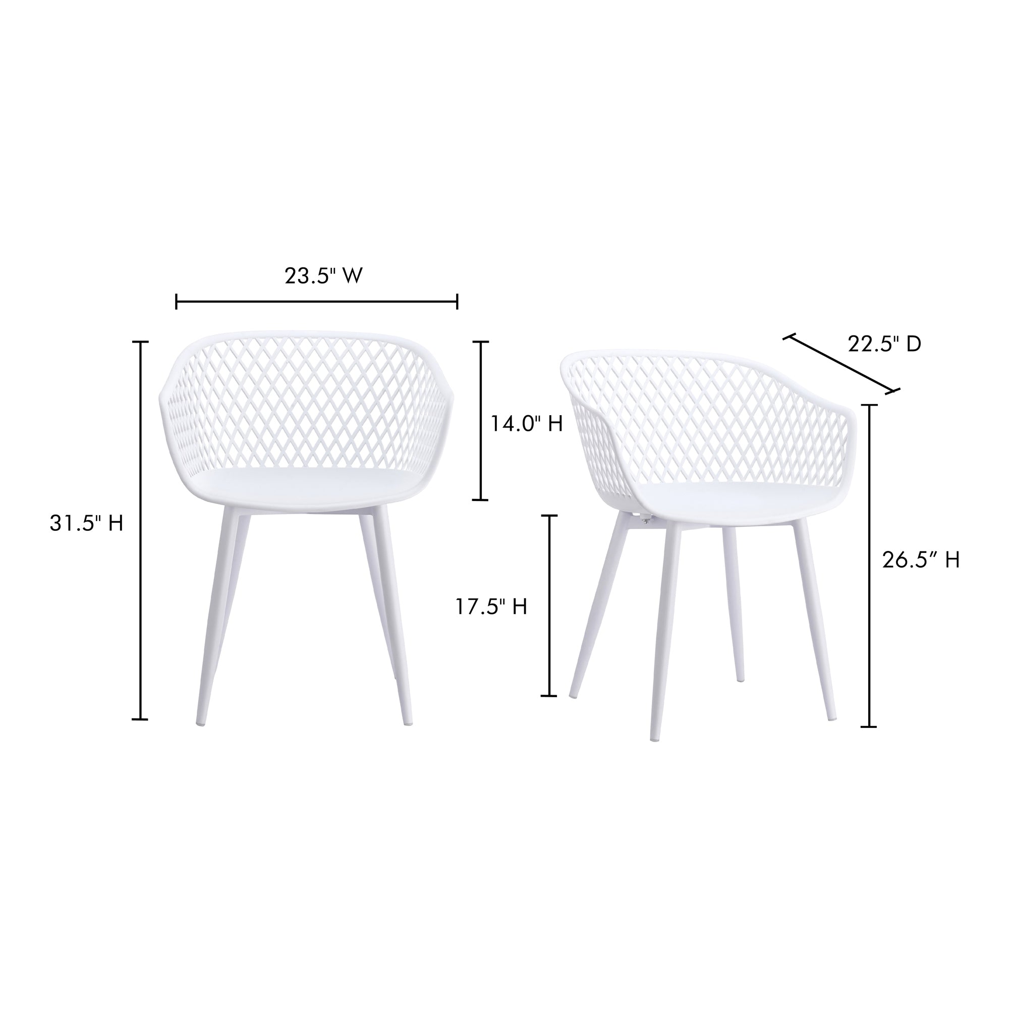 Piazza Outdoor Chair White - Set Of Two by Moe's Home Collection - view 4