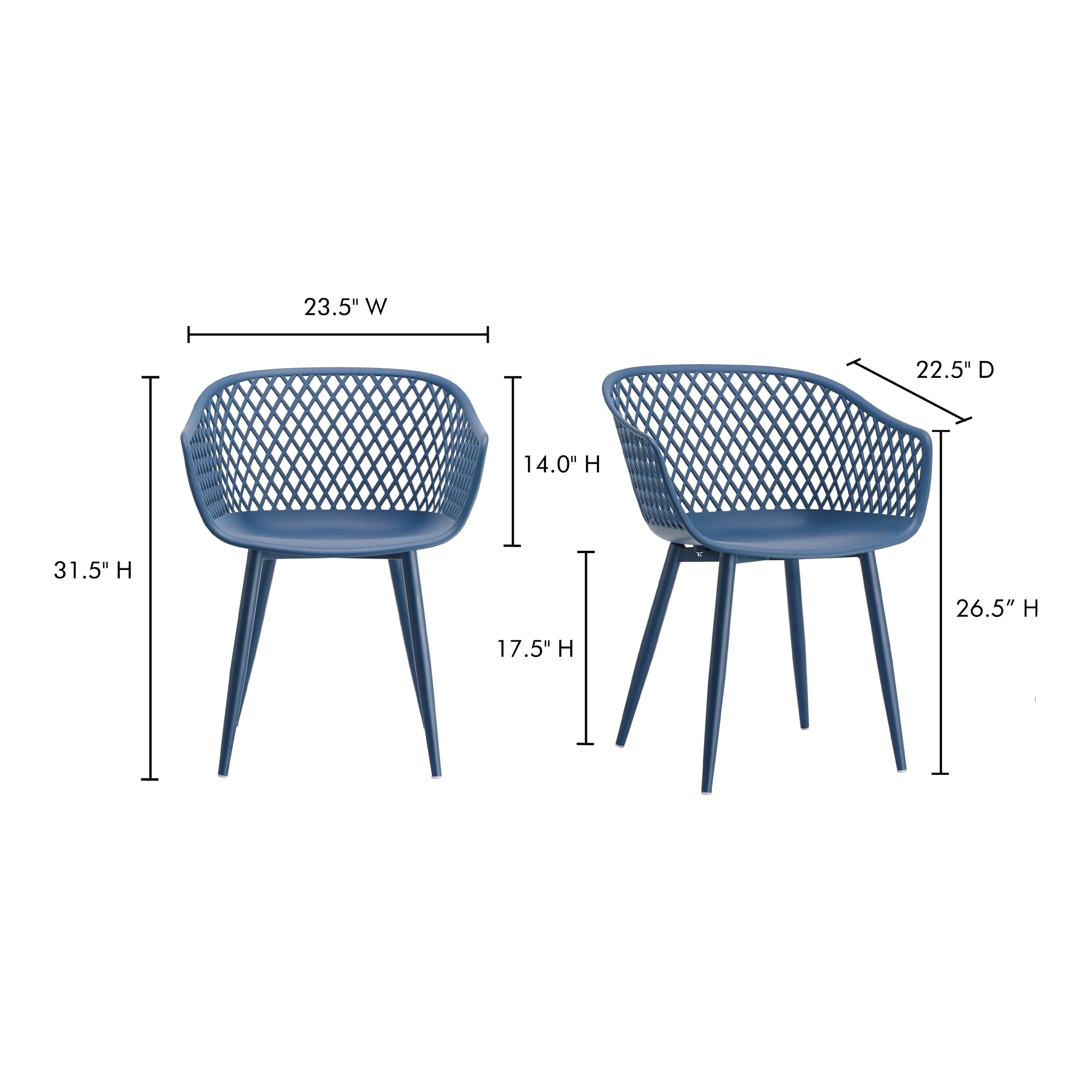 Piazza Outdoor Chair Blue - Set Of Two by Moe's Home Collection - view 9