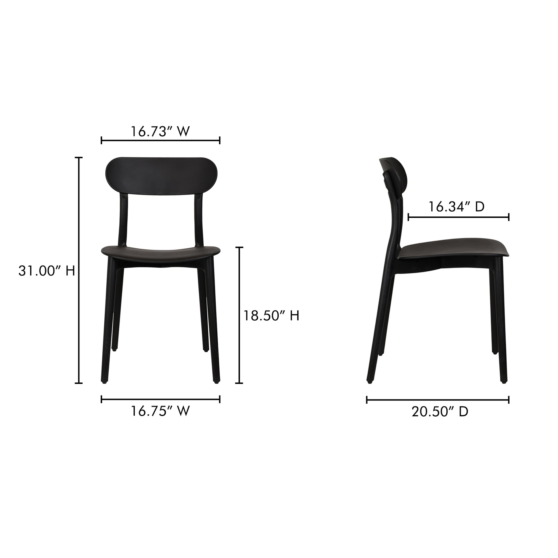 Kent Outdoor Dining Chair Black - Set Of Two by Moe's Home Collection - view 4