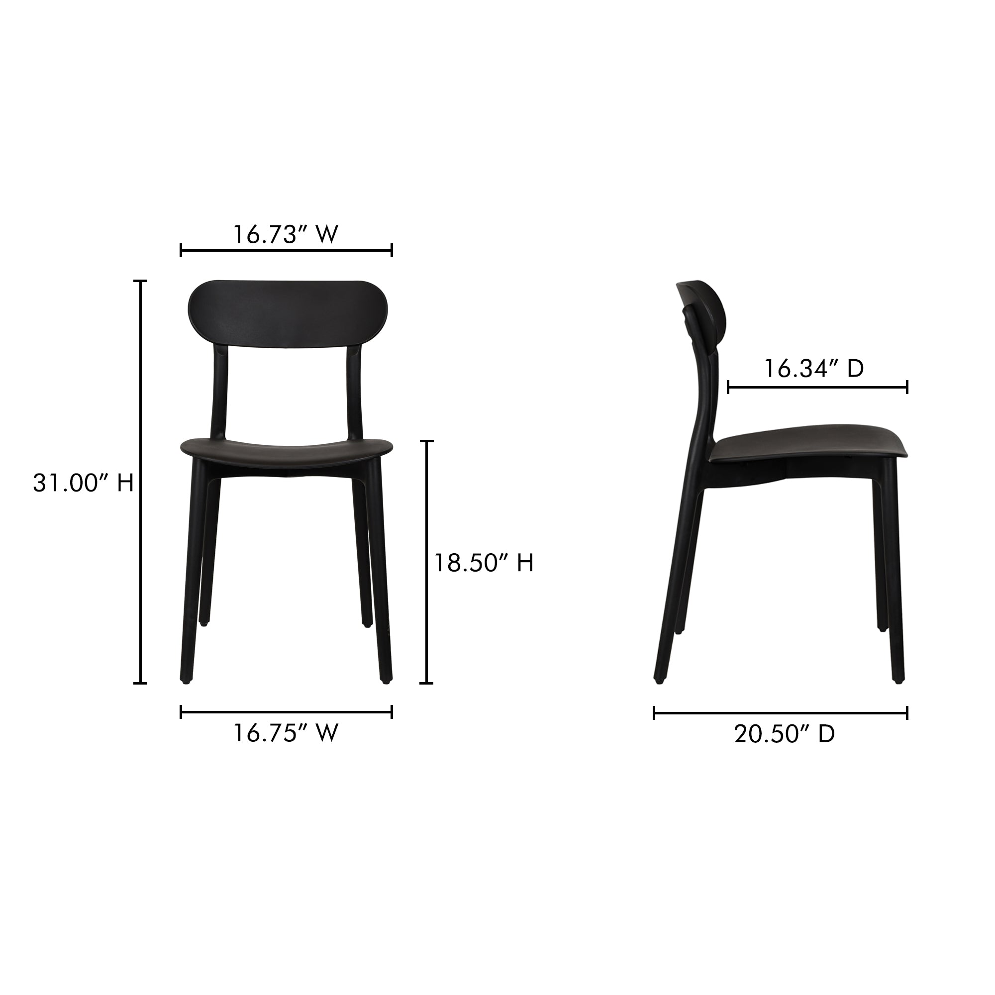 Kent Outdoor Dining Chair Black - Set Of Two by Moe's Home Collection - view 4