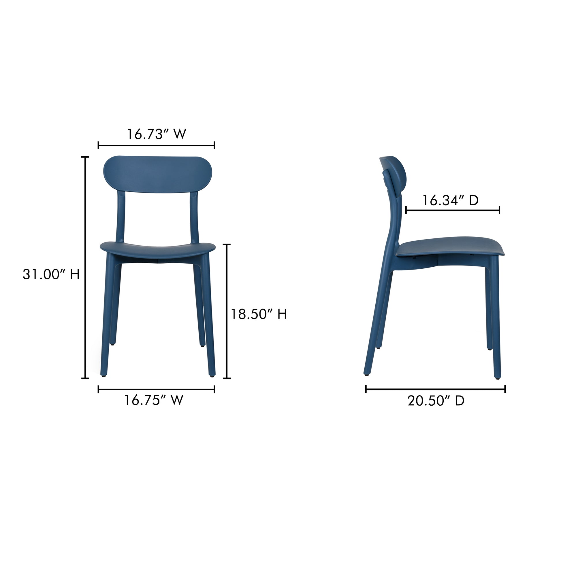 Kent Outdoor Dining Chair Navy - Set Of Two by Moe's Home Collection - view 4