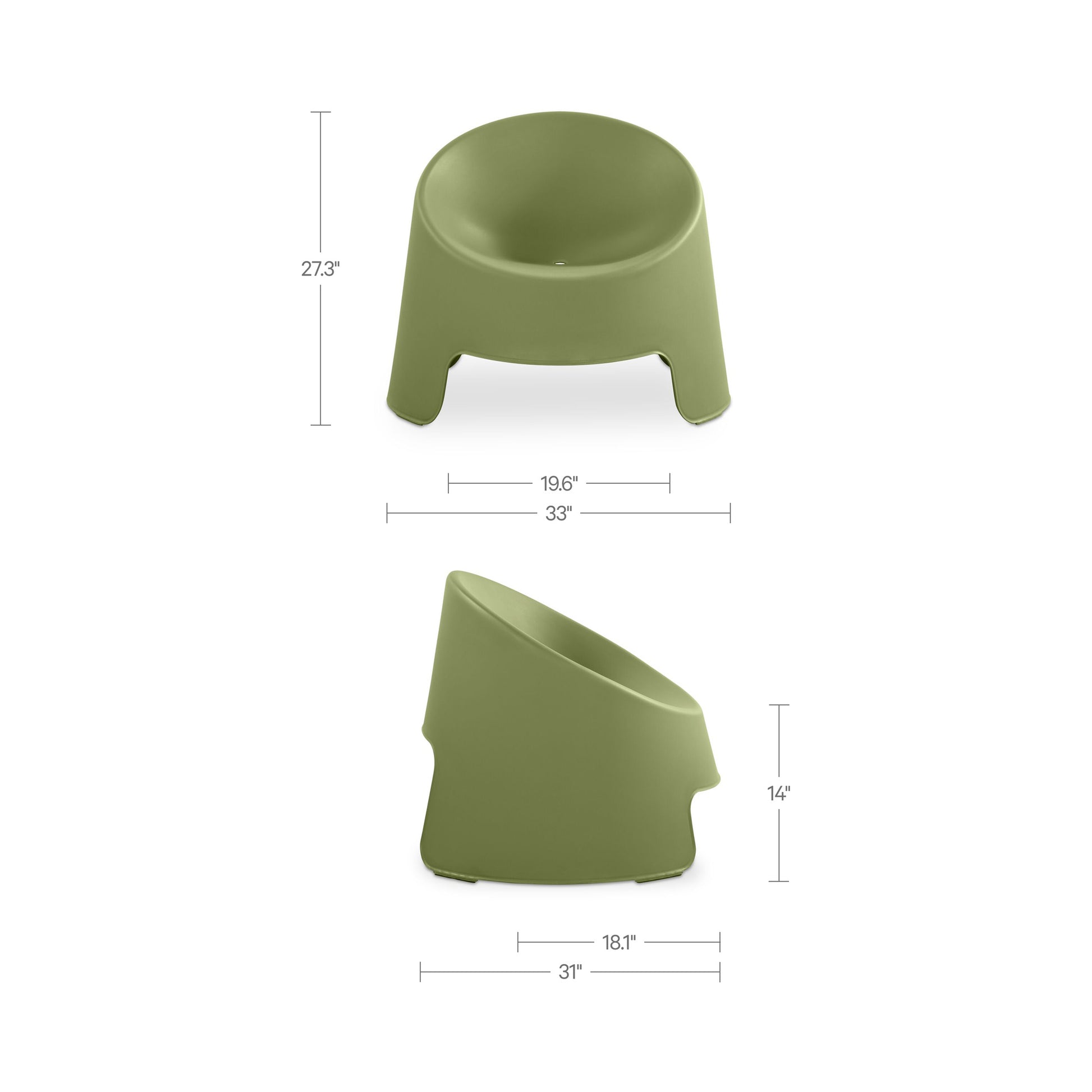 Nolla Outdoor Accent Chair Set of Two Green by Moe's Home Collection - view 3