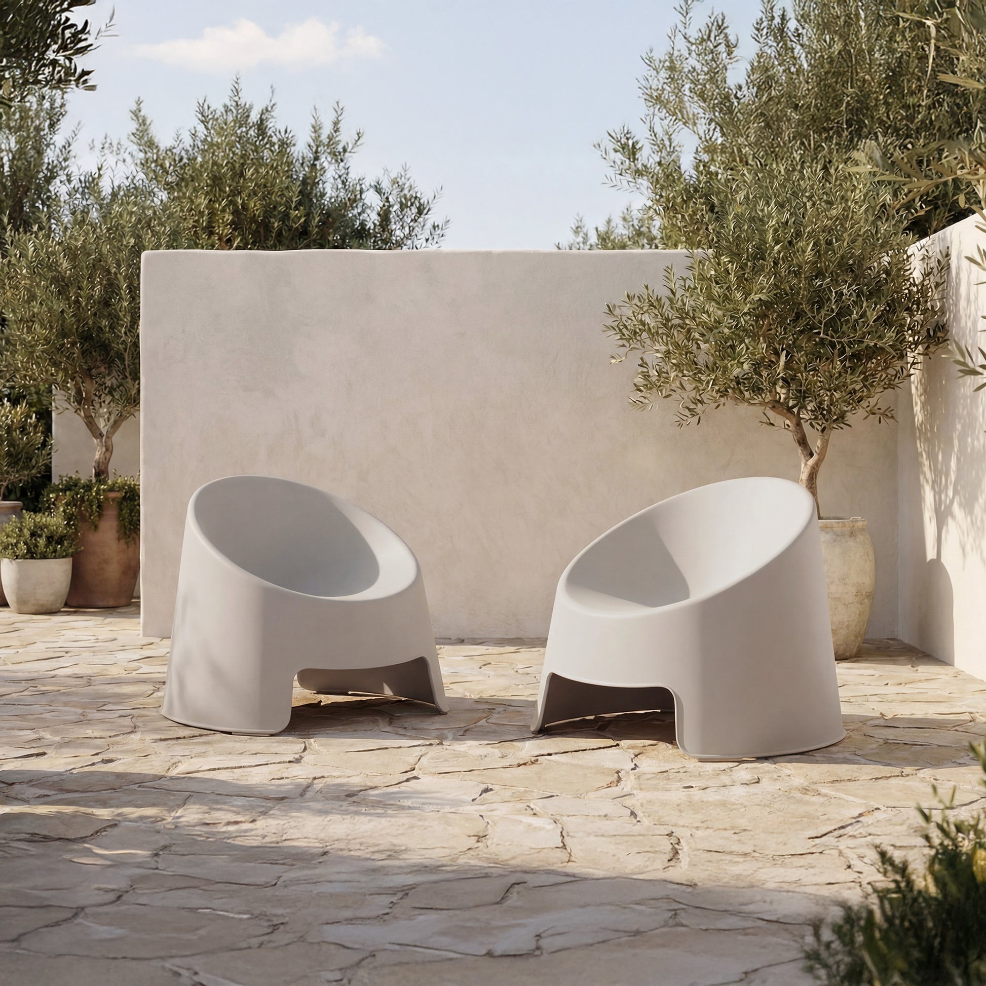 Nolla Outdoor Accent Chair Set of Two Light Grey by Moe's Home Collection - view 2