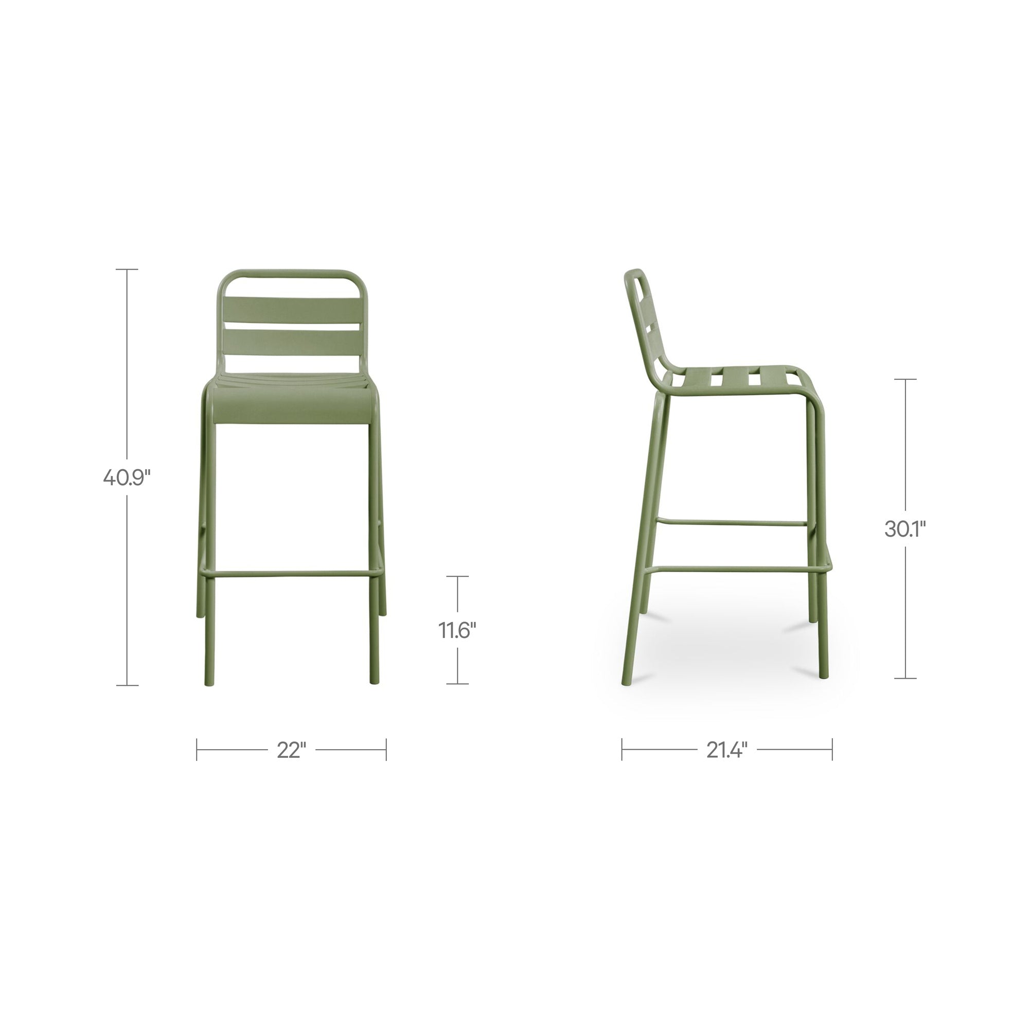 Kade Outdoor Bar Stool Green Set of Two by Moe's Home Collection - view 3
