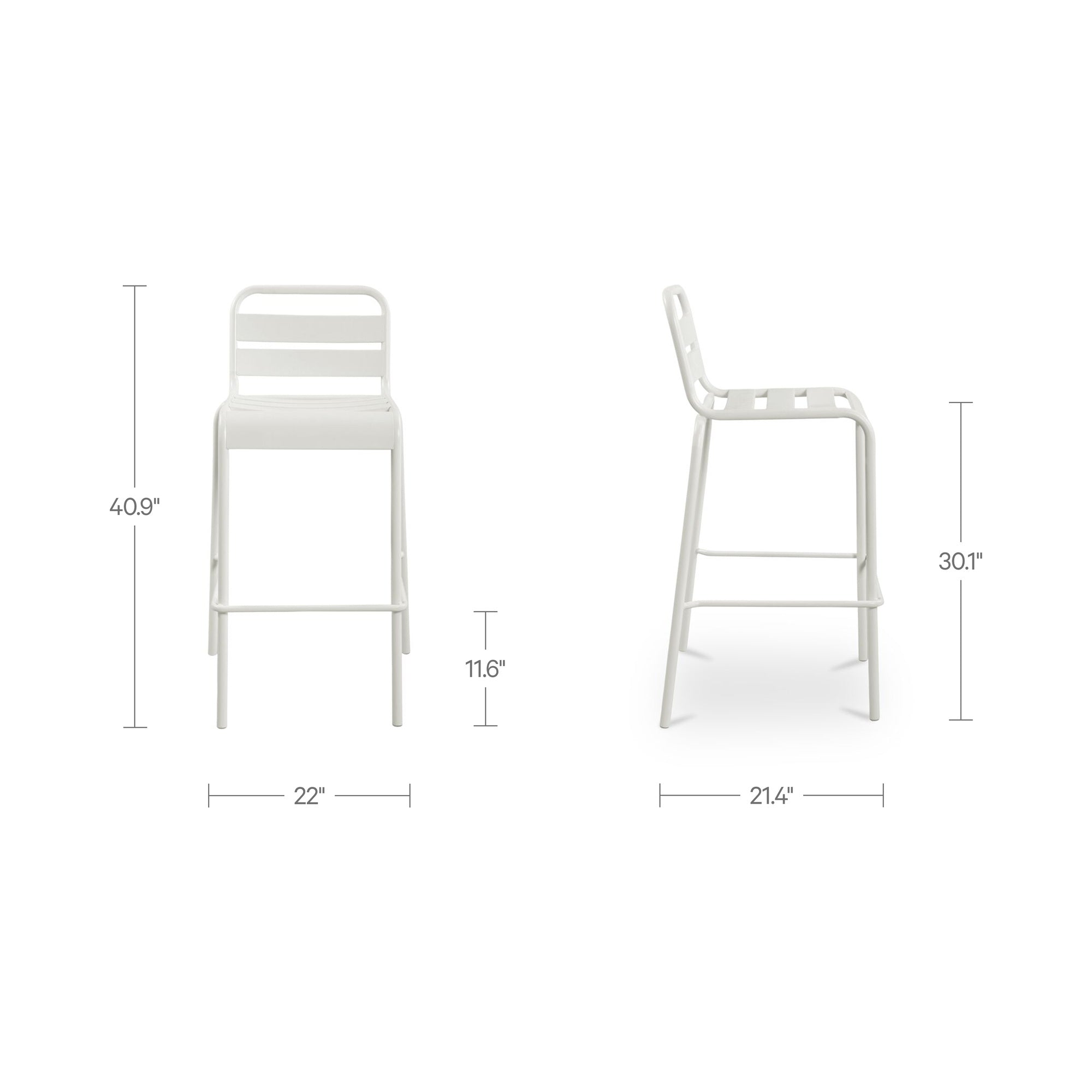 Kade Outdoor Bar Stool White Set of Two by Moe's Home Collection - view 3