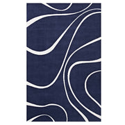 Therese Abstract Swirl 5x8 Area Rug - Navy and Ivory