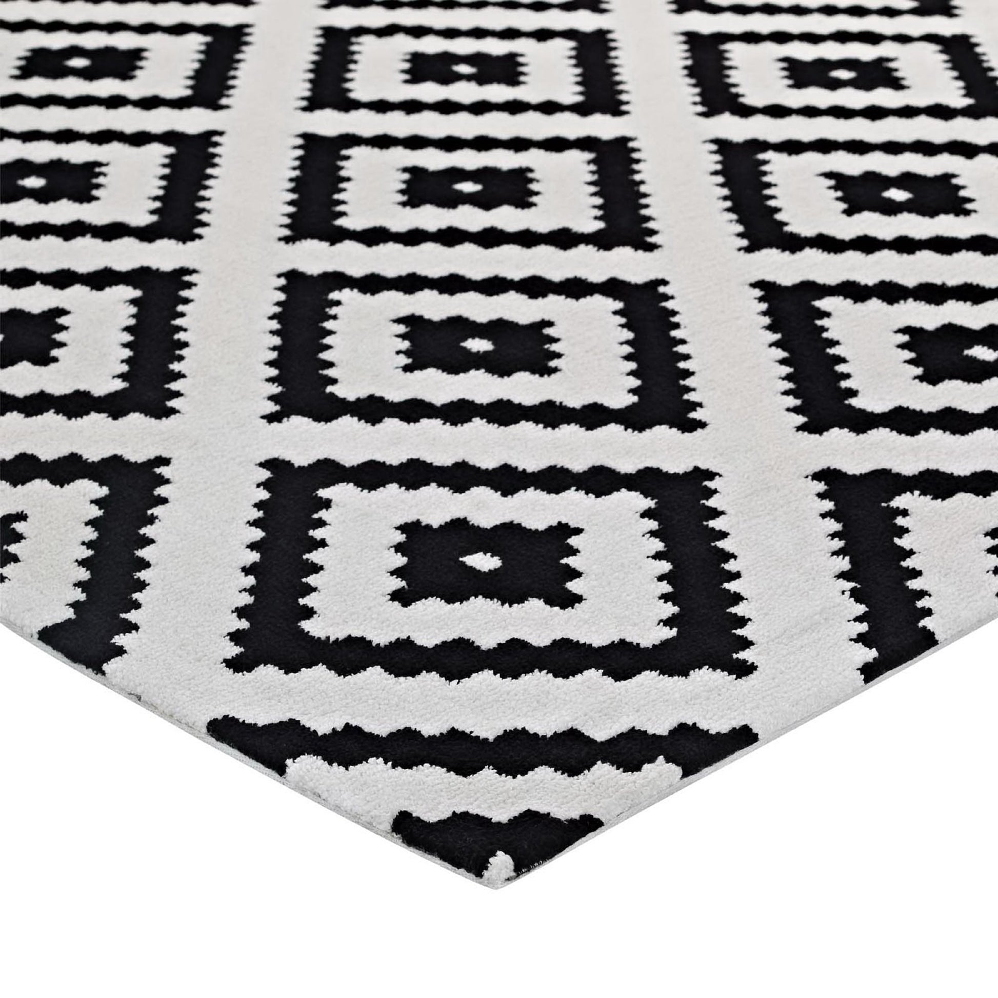 Alika Abstract Diamond Trellis 5x8 Area Rug - Ivory and Charcoal