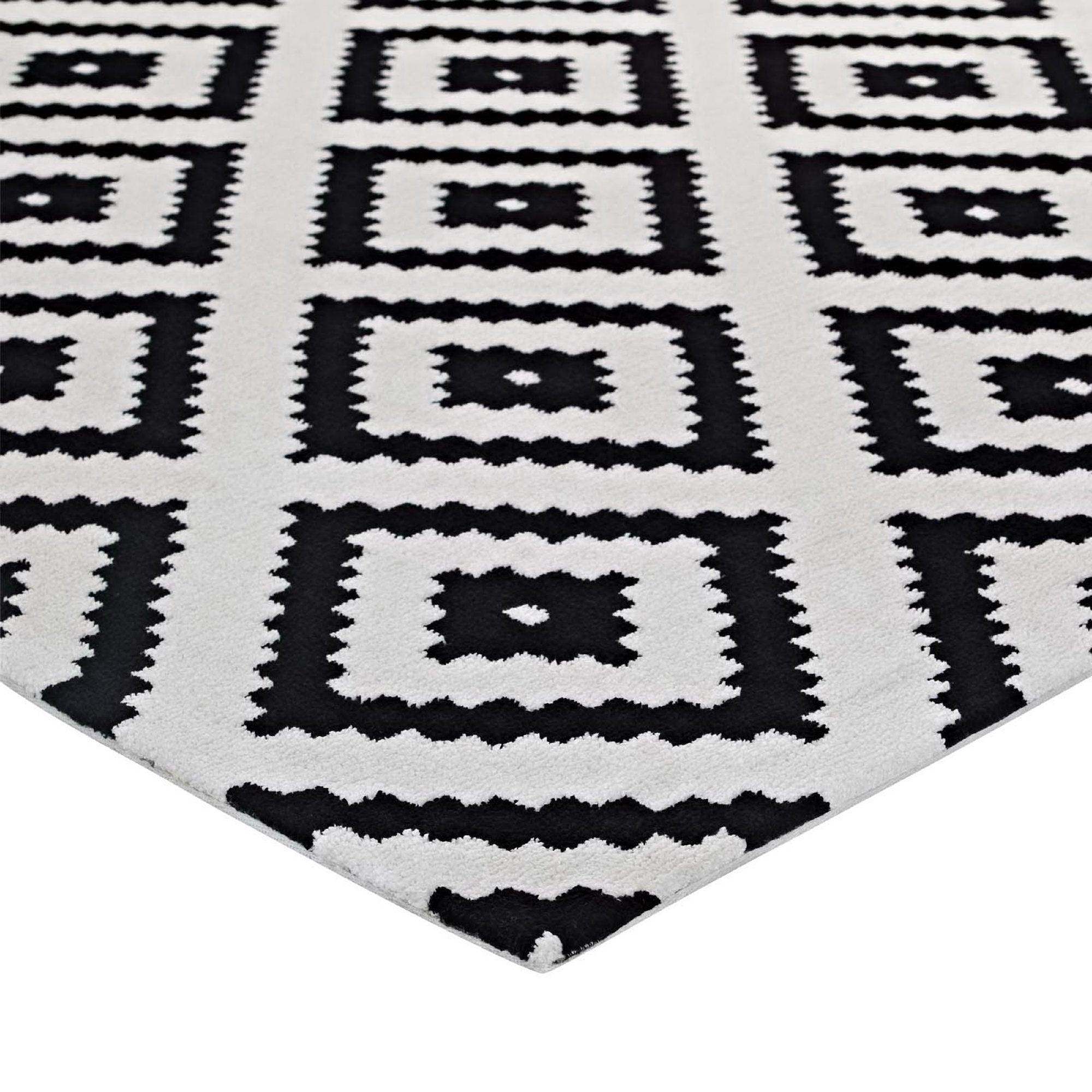 Alika Abstract Diamond Trellis 5x8 Area Rug - Ivory and Charcoal