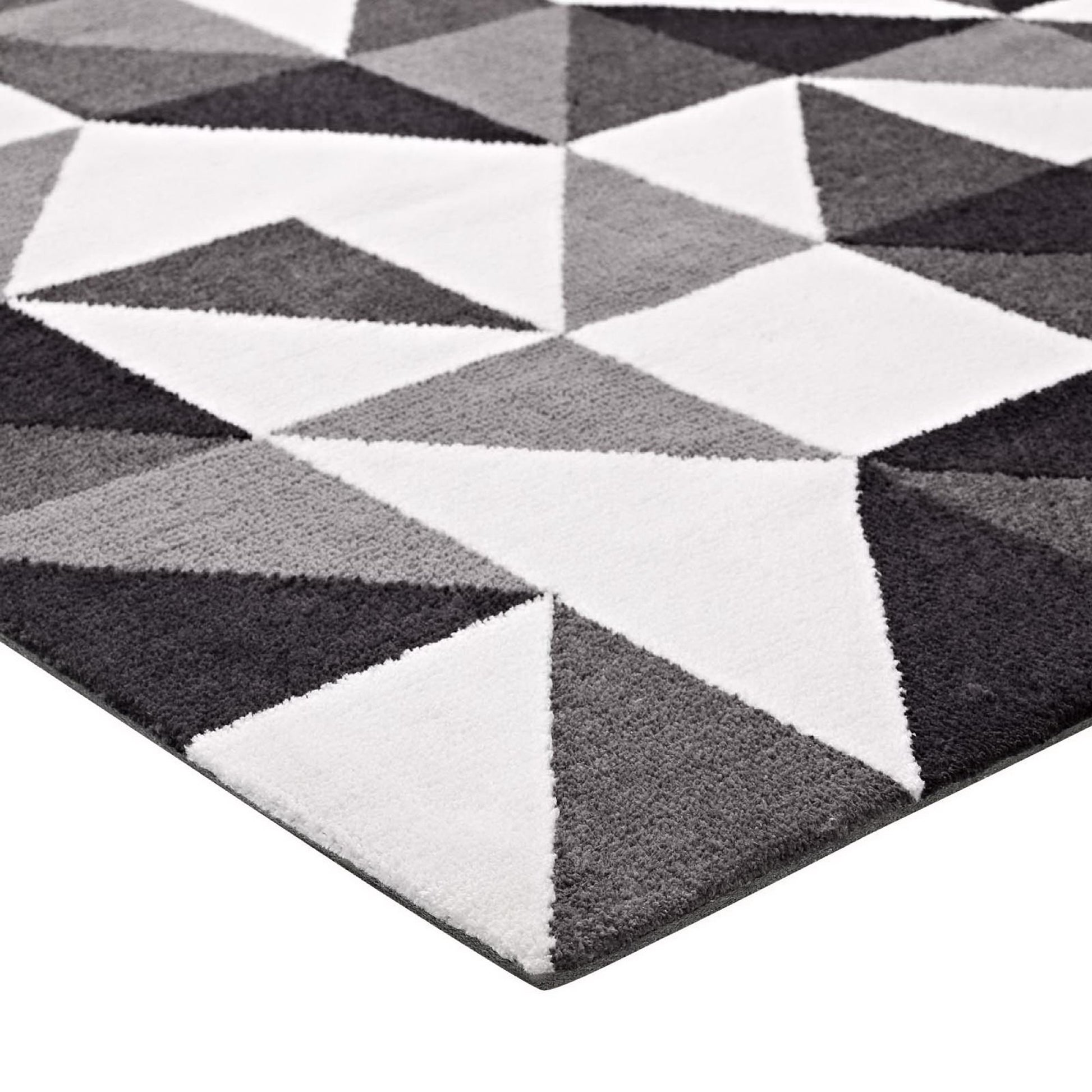 Kahula Geometric Triangle Mosaic 8x10 Area Rug - Blue White and Gray
