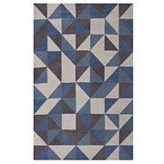 Kahula Geometric Triangle Mosaic 5x8 Area Rug - Blue White and Gray