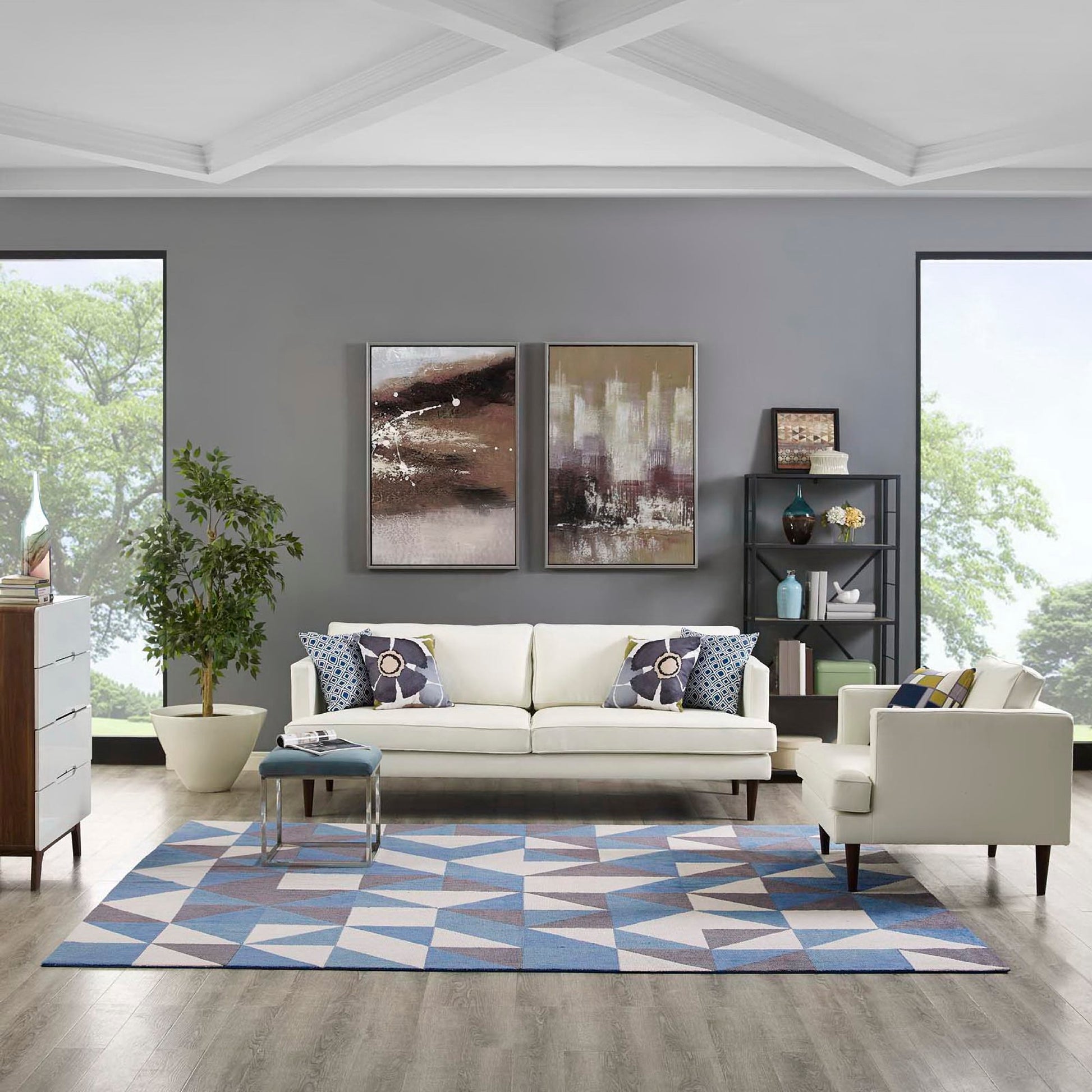 Kahula Geometric Triangle Mosaic 8x10 Area Rug