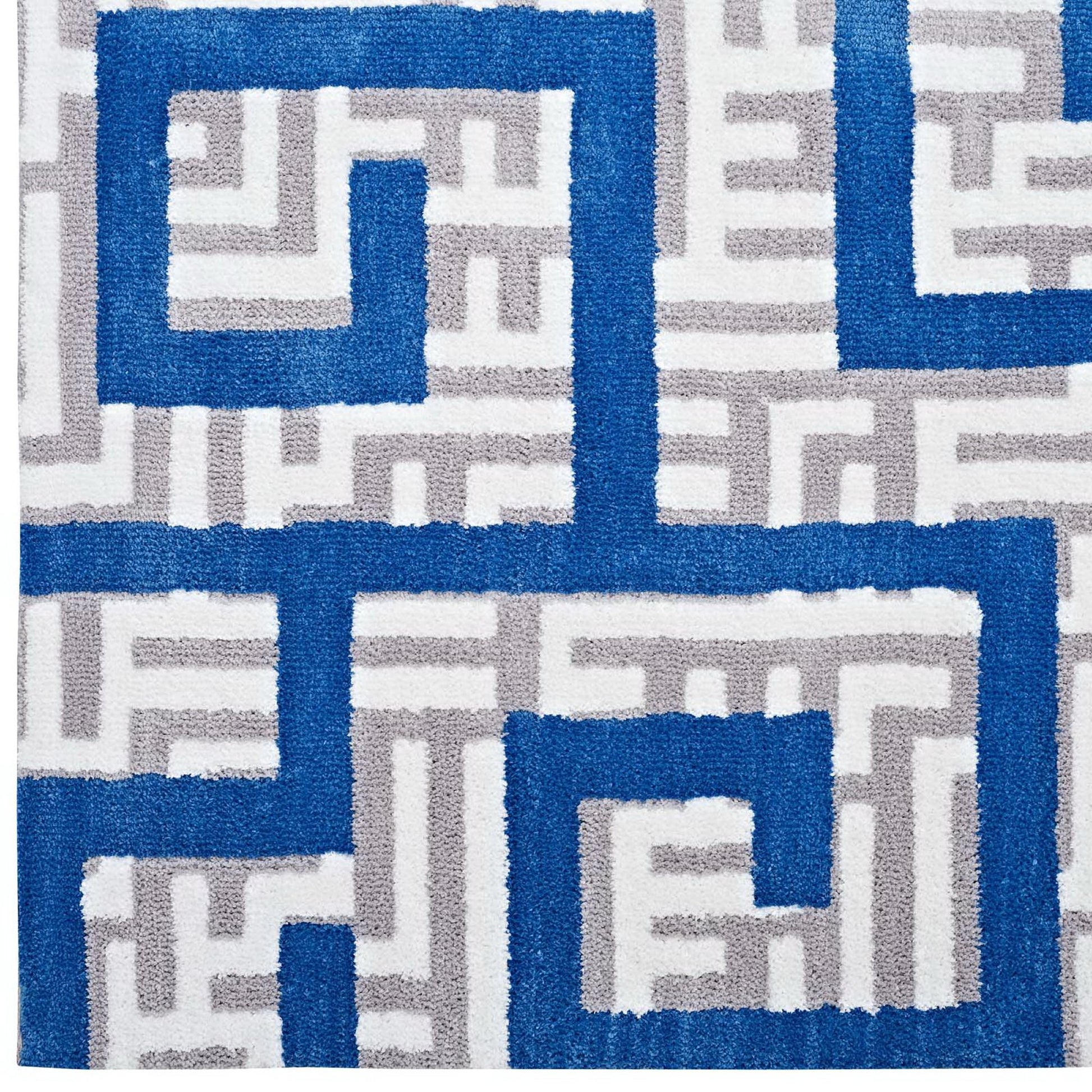 Nahia Geometric Maze 5x8 Area Rug - Ivory Light Gray and Banana Yellow