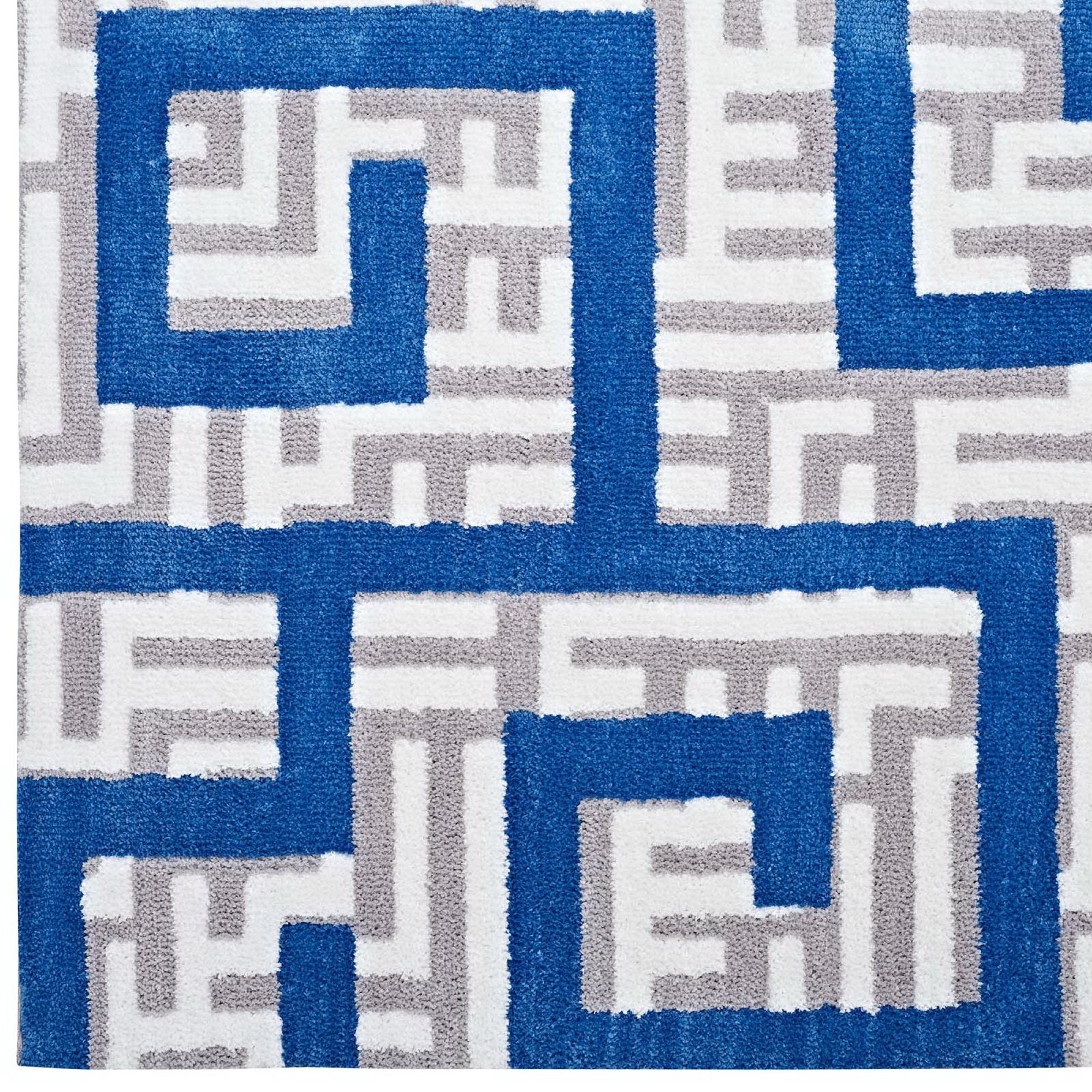 Nahia Geometric Maze 5x8 Area Rug - Ivory Light Gray and Banana Yellow