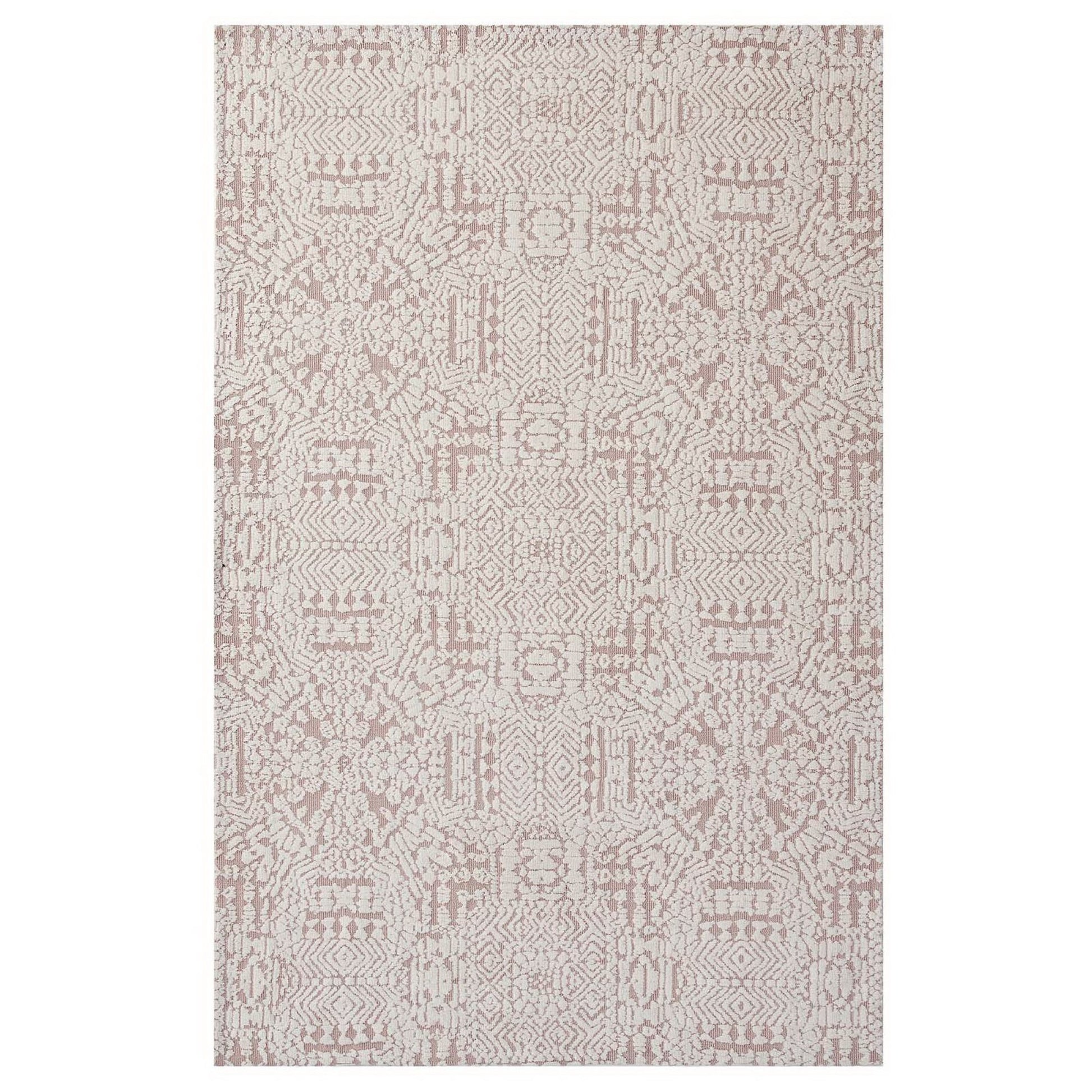 Javiera Contemporary Moroccan 8x10 Area Rug - Ivory and Cameo Rose
