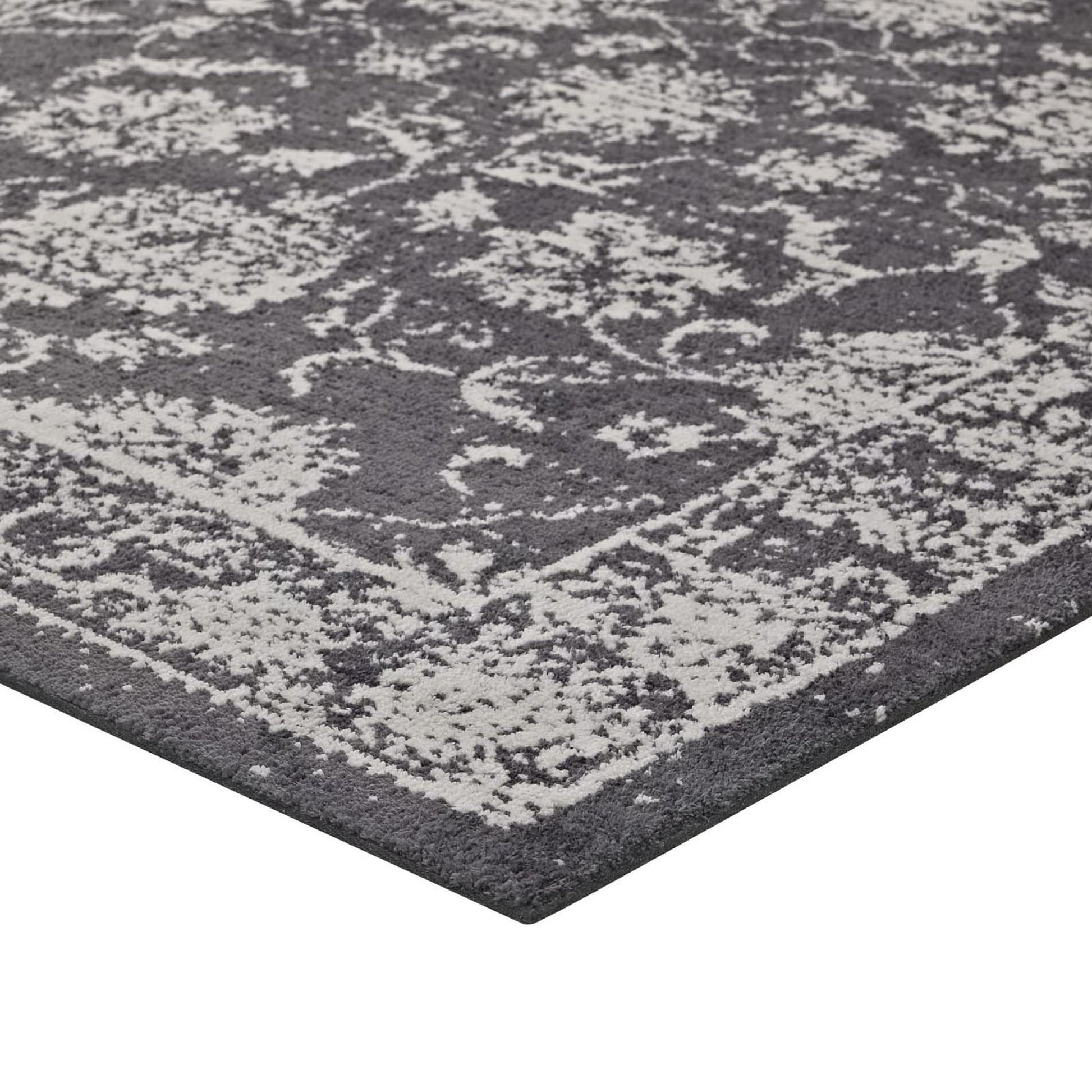 Kazia Distressed Floral Lattice 5x8 Area Rug - Dark Blue and Ivory