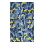 Andela Interlocking Block Mosaic 8x10 Area Rug - Multicolored Blue and Light Olive Green