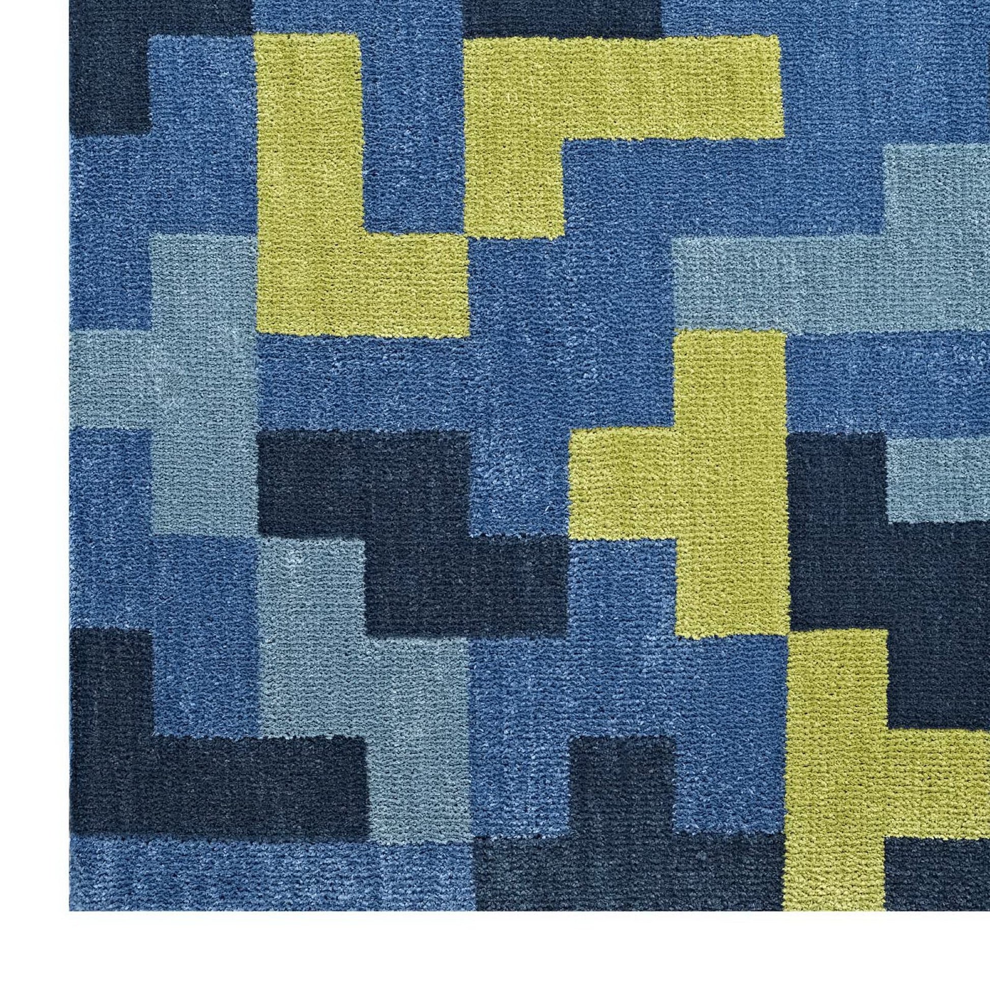 Andela Interlocking Block Mosaic 8x10 Area Rug - Multicolored Red and Light Blue