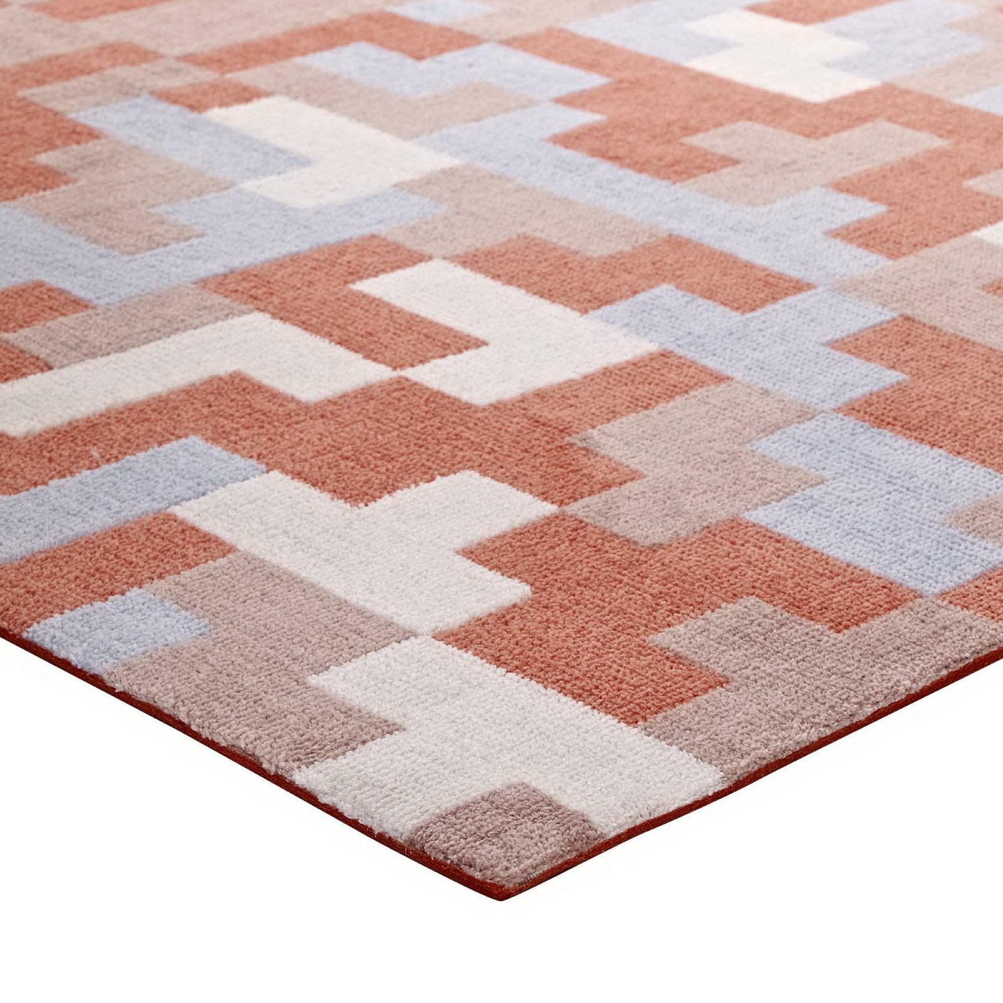 Andela Interlocking Block Mosaic 5x8 Area Rug - Multicolored Red and Light Blue