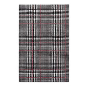 Kaja Abstract Plaid 5x8 Area Rug - Ivory Black and Red