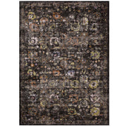 Minu Distressed Floral Lattice 4x6 Area Rug - Black Yellow and Orange