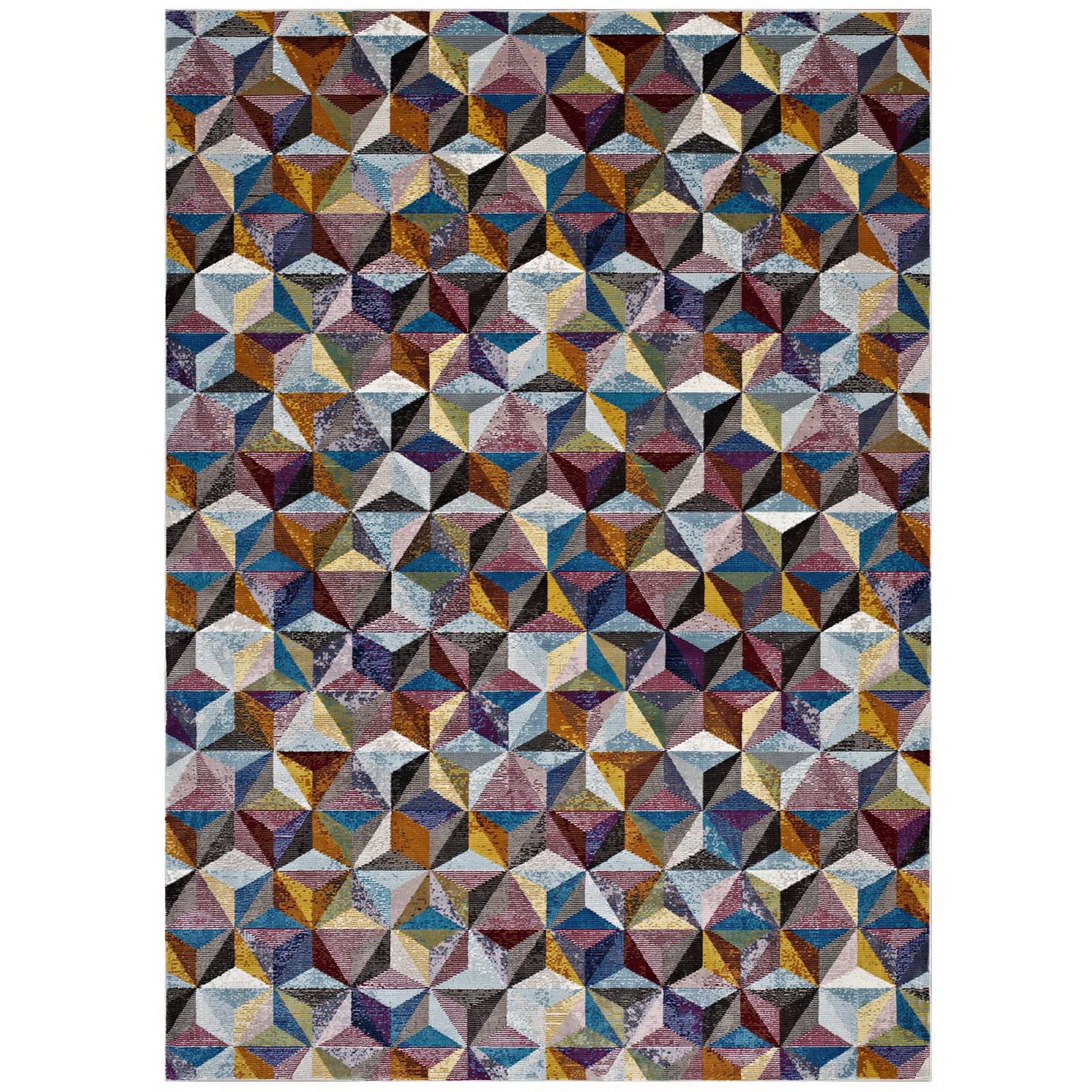 Arisa Geometric Hexagon Mosaic 5x8 Area Rug - Multicolored