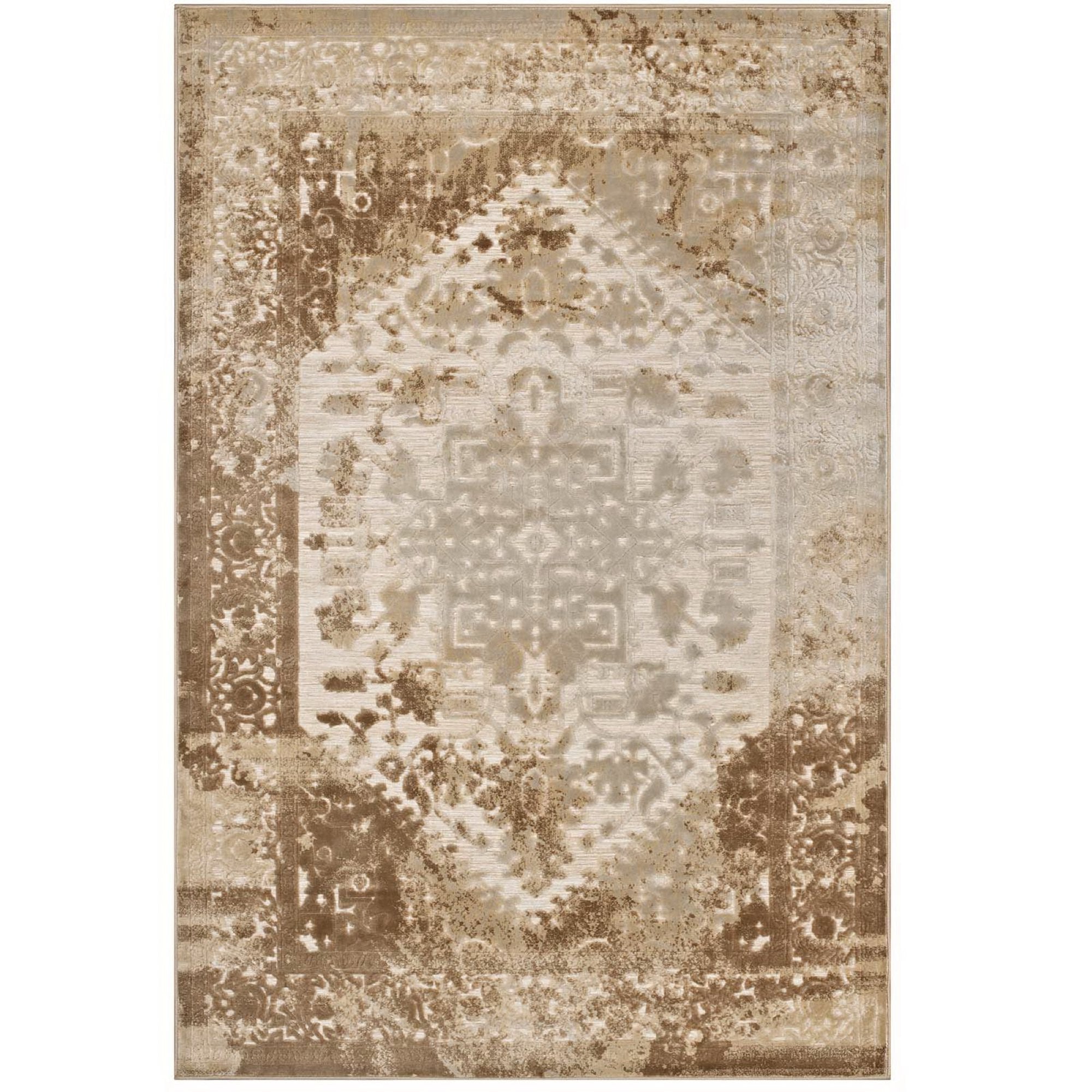 Rosina Distressed Vintage Medallion 8x10 Area Rug - Tan and Cream