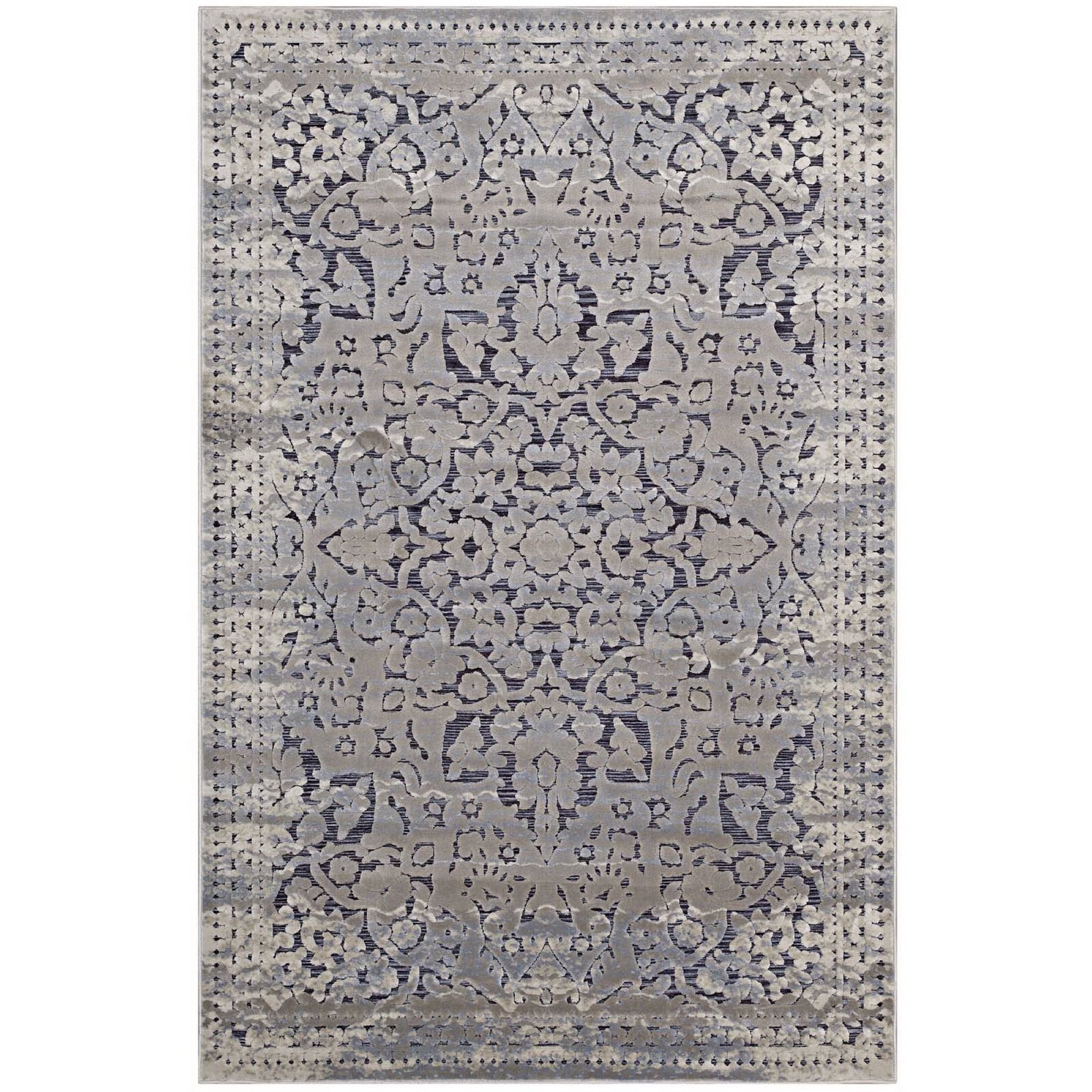 Margarida Distressed Vintage Turkish 5x8 Area Rug - Blue and Cream