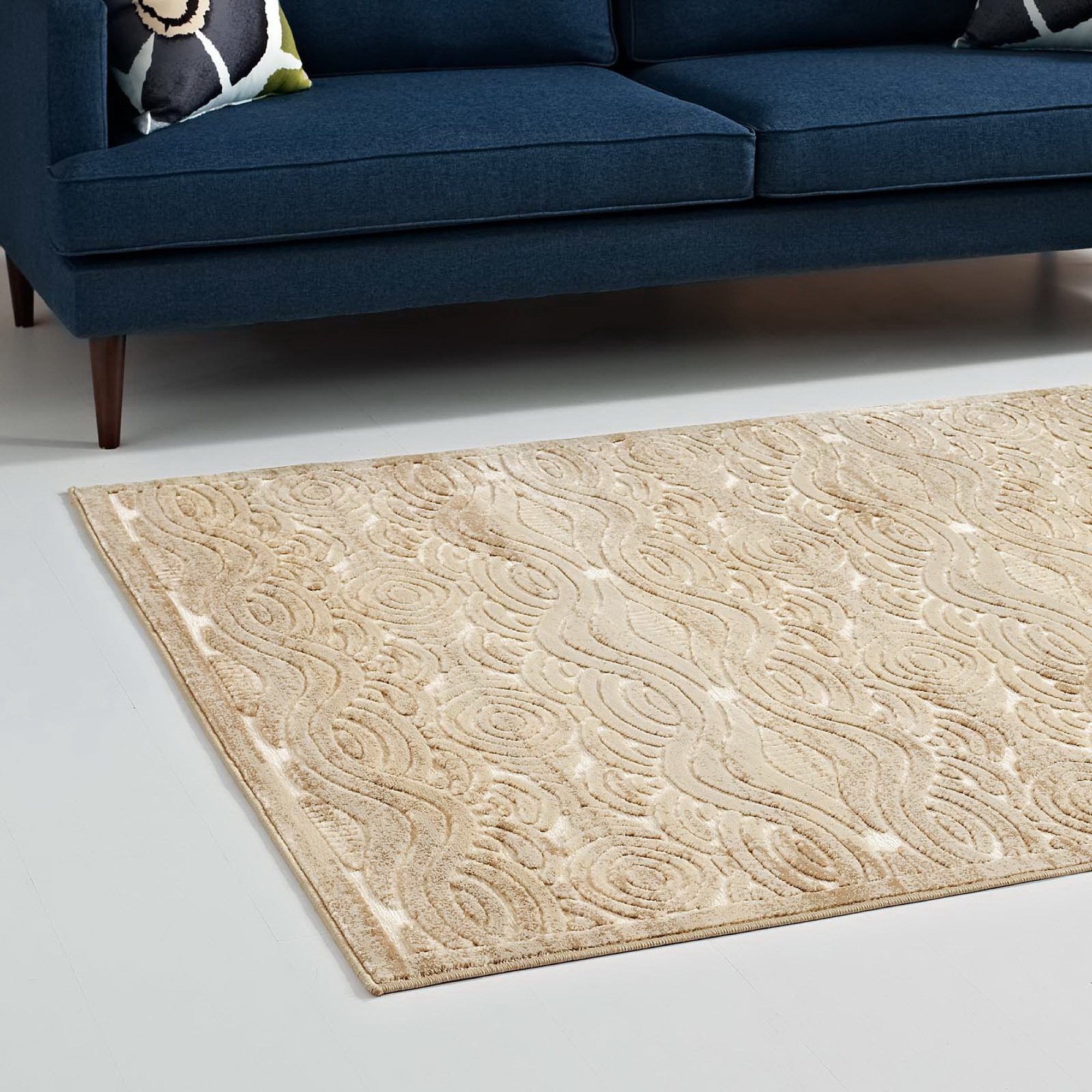 Kennocha Rustic Vintage Abstract Waves 5x8 Area Rug