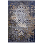 Kalene Distressed Vintage Turkish 5X8 Area Rug - Blue Rust and Cream