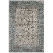 Dilys Distressed Vintage Floral Lattice 5x8 Area Rug - Teal Brown and Beige